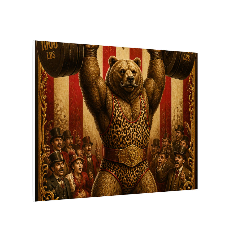Strongman Bear Wall Art Canvas 16×20 Baroque Home Office Decor Maximalist Print