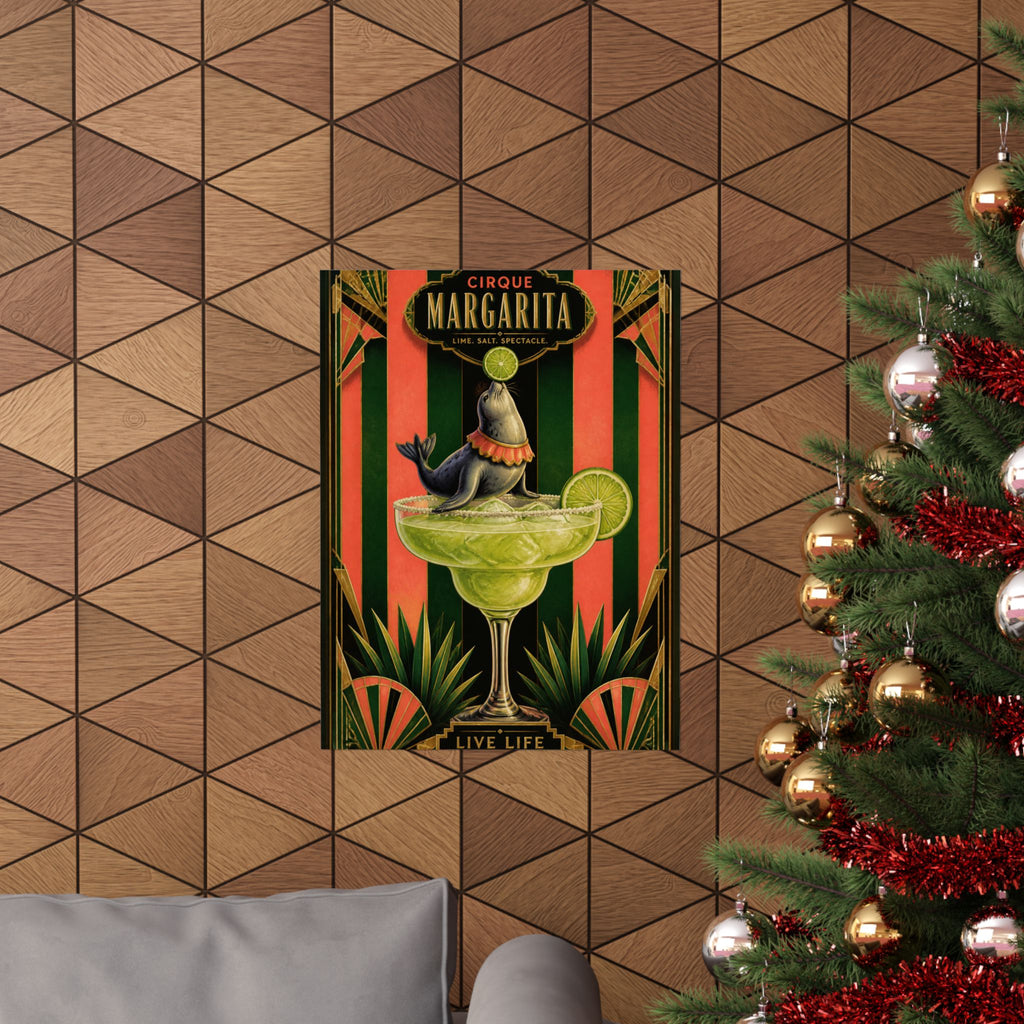 Margarita Balancing Seal Wall Art Poster 18×24 Art Deco Entryway Decor Maximalist Print