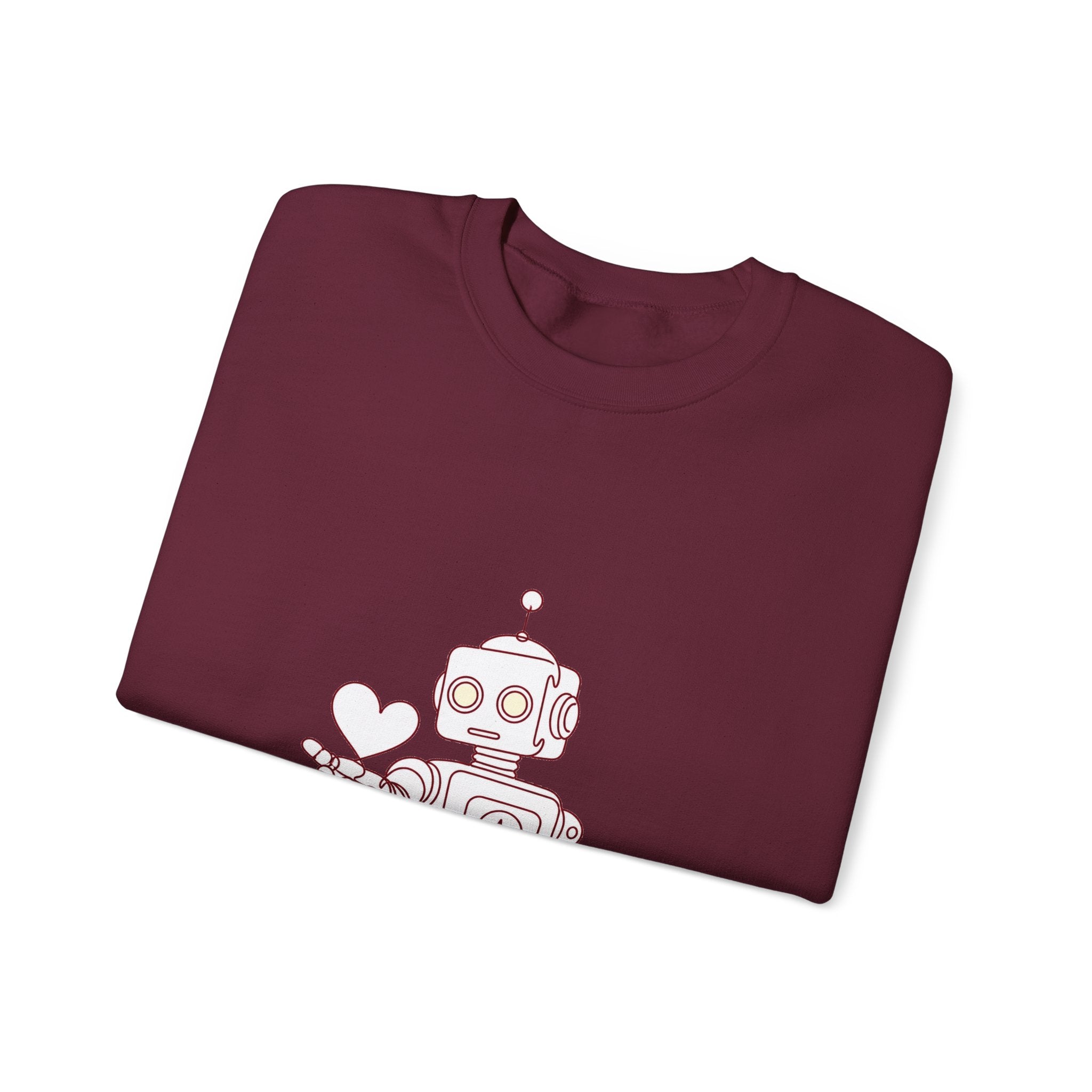 Matching Couple Sweatshirt - Robot & Heart Matching Couple Comfort Colors Crew Minimalist Art His Hers Christmas Gift - Design A