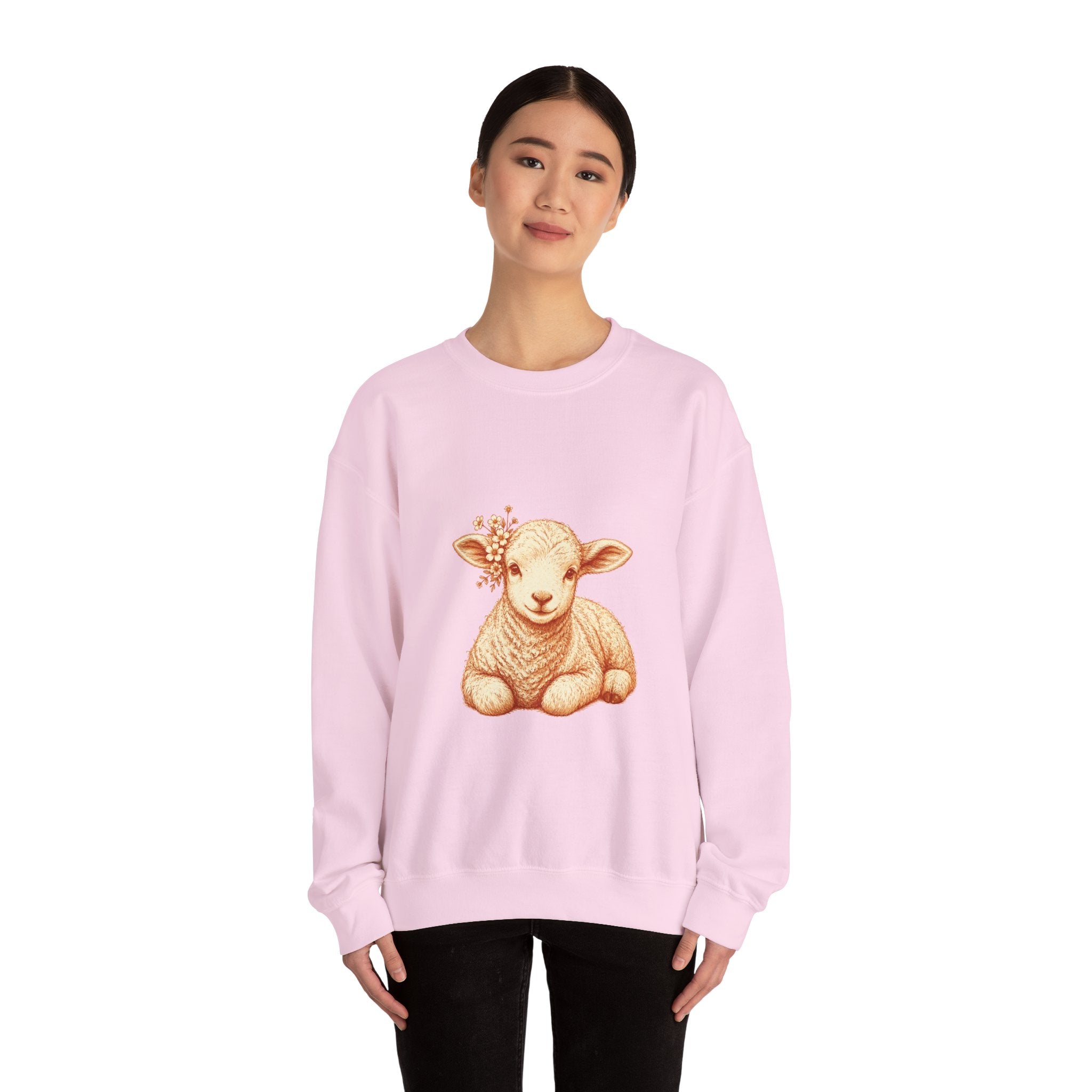 Matching Couple Sweatshirt - Lion & Lamb Matching Couple Comfort Colors Crew Hand-Drawn Art His Hers Anniversary Gift - Design B