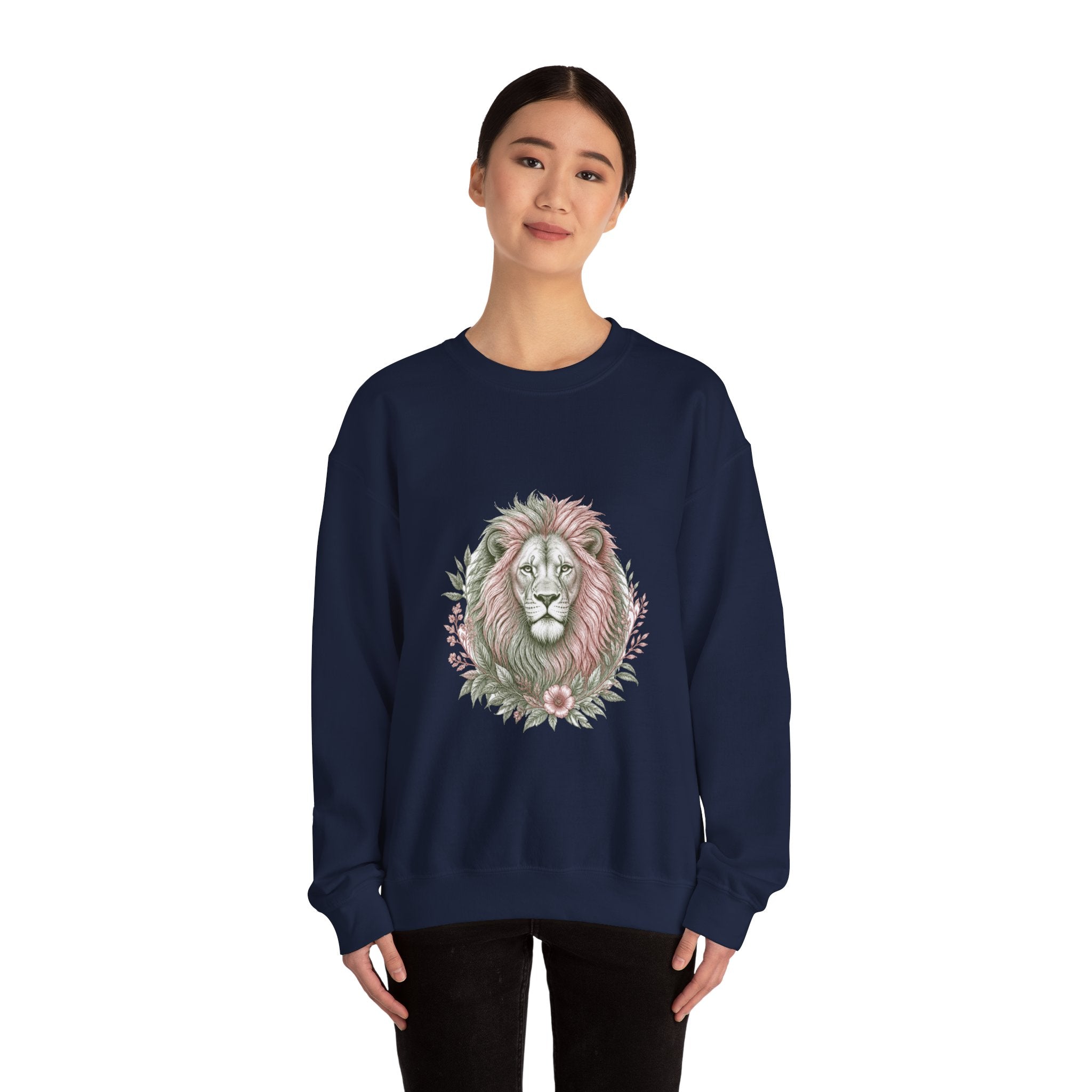 Matching Couple Sweatshirt - Lion & Lamb Matching Couple Premium Fleece Sweatshirt Hand-Drawn Art His Hers Anniversary Gift - Design A