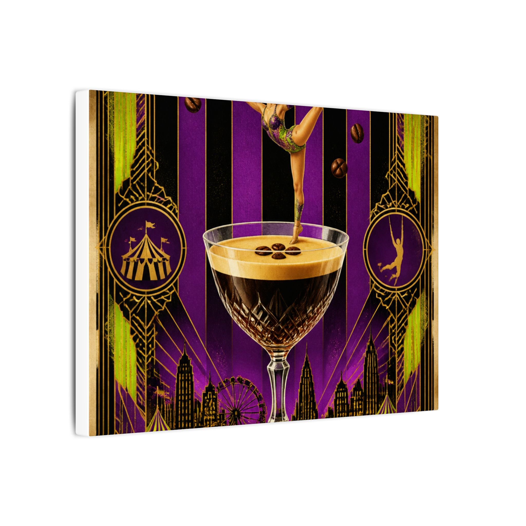 Espresso Martini Acrobat Wall Art Canvas 24×36 Art Deco Bar Area Decor Maximalist Print