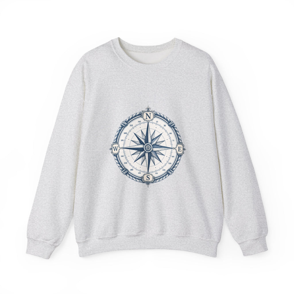 Matching Couple Sweatshirt - Compass North & South Matching Couple Crewneck Sweatshirt Hand-Drawn Art His Hers Best Friend Gift - Design A