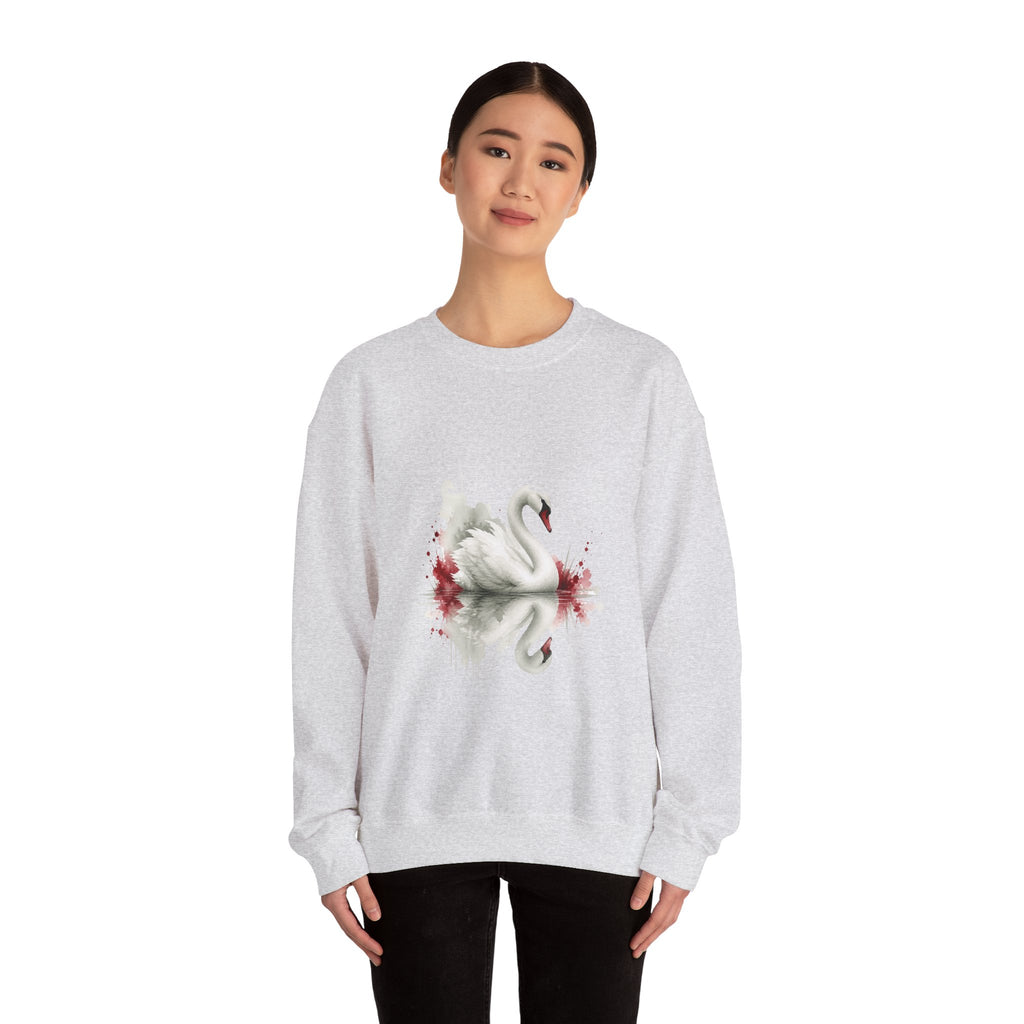 Matching Couple Sweatshirt - Raven & Swan Matching Couple Comfort Colors Crew Watercolor Art His Hers Birthday Gift - Design B
