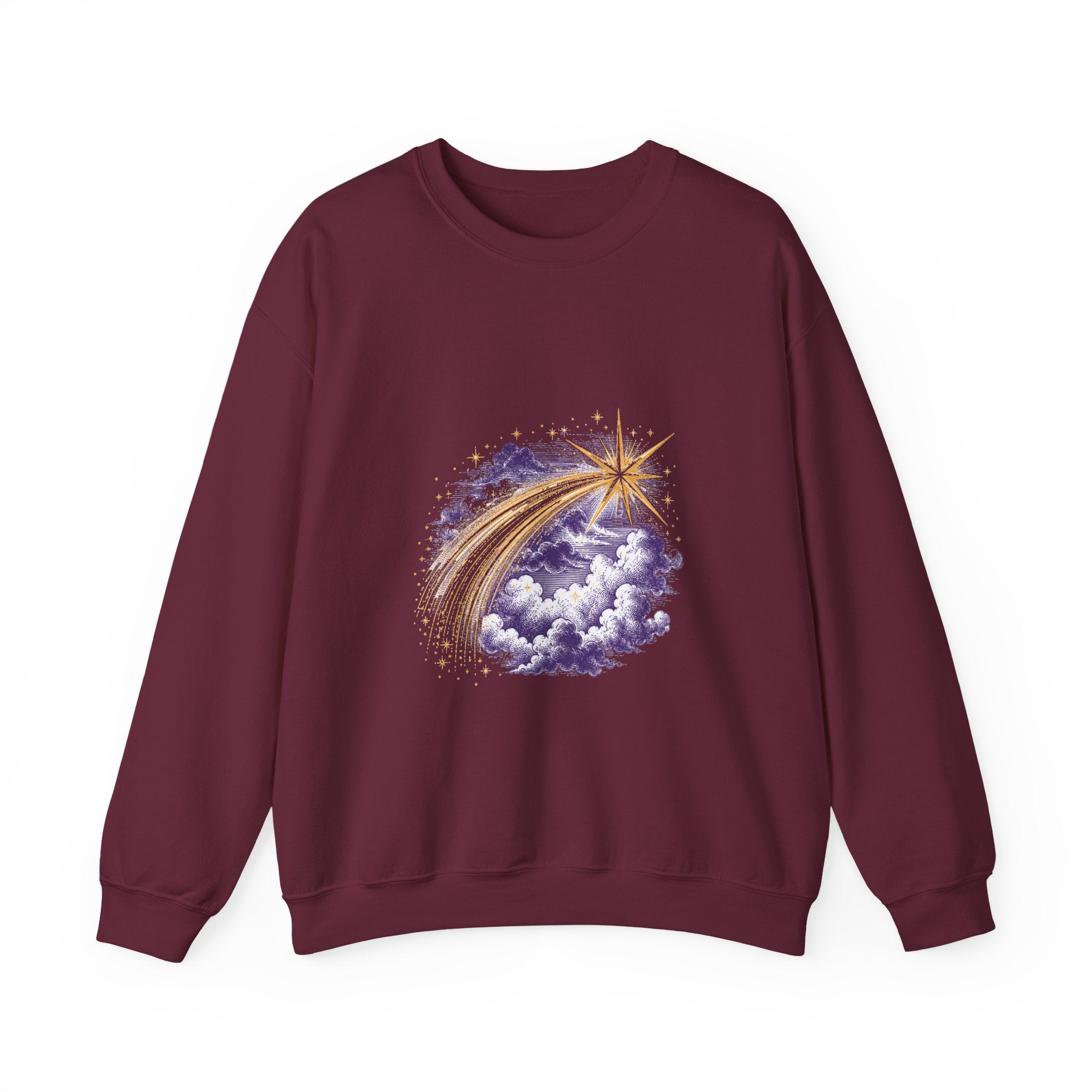Matching Couple Sweatshirt - Shooting Star & North Star Matching Couple Comfort Colors Crew Vintage Art His Hers Honeymoon Gift - Design A