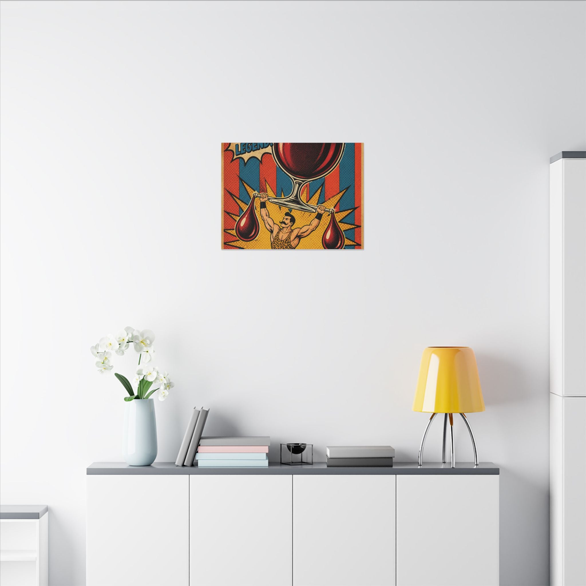 Wine Glass Strongman Wall Art Canvas 16×20 Pop Art Living Room Decor Maximalist Print
