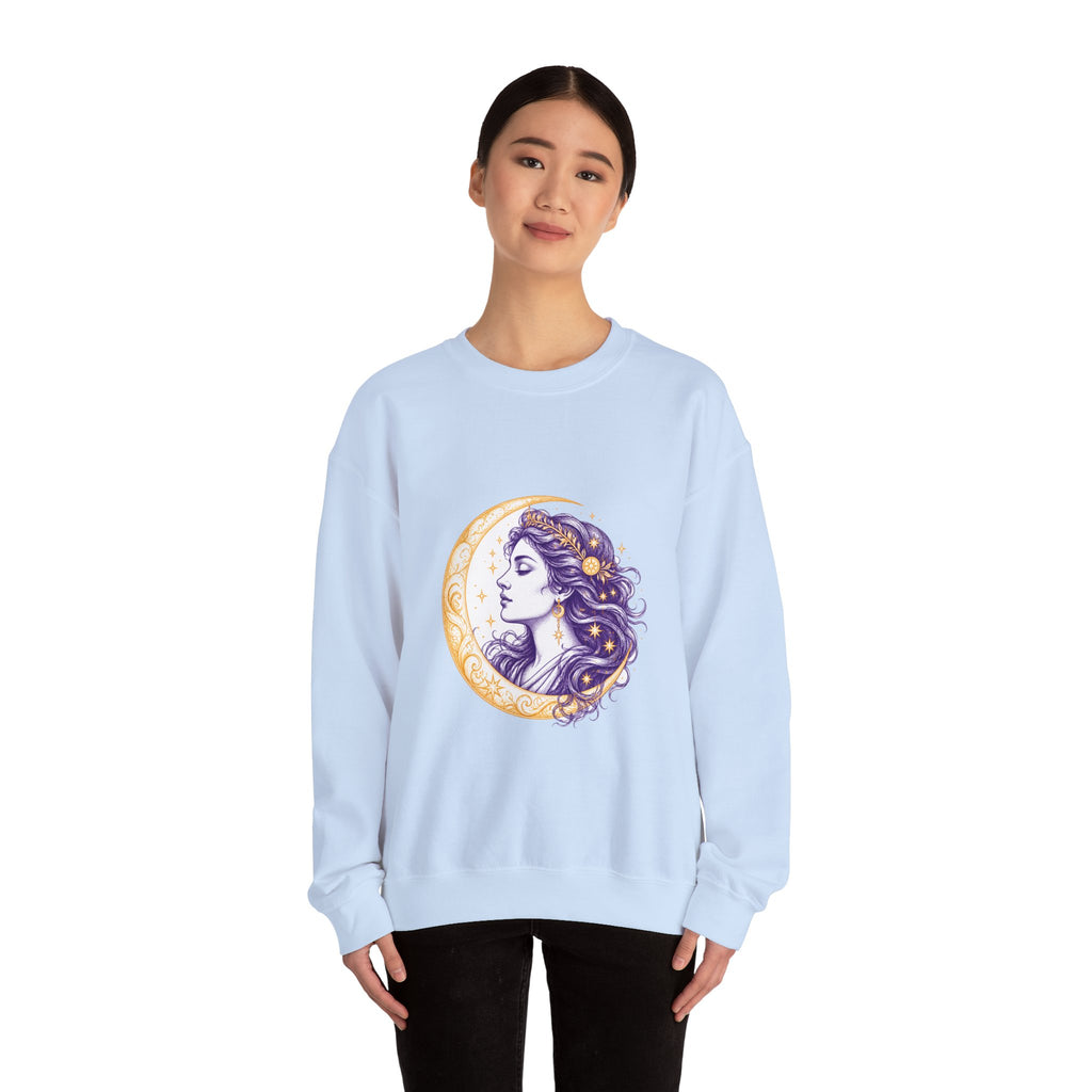 Matching Couple Sweatshirt - Helios & Selene Matching Couple Crewneck Sweatshirt Hand-Drawn Art His Hers Best Friend Gift - Design B