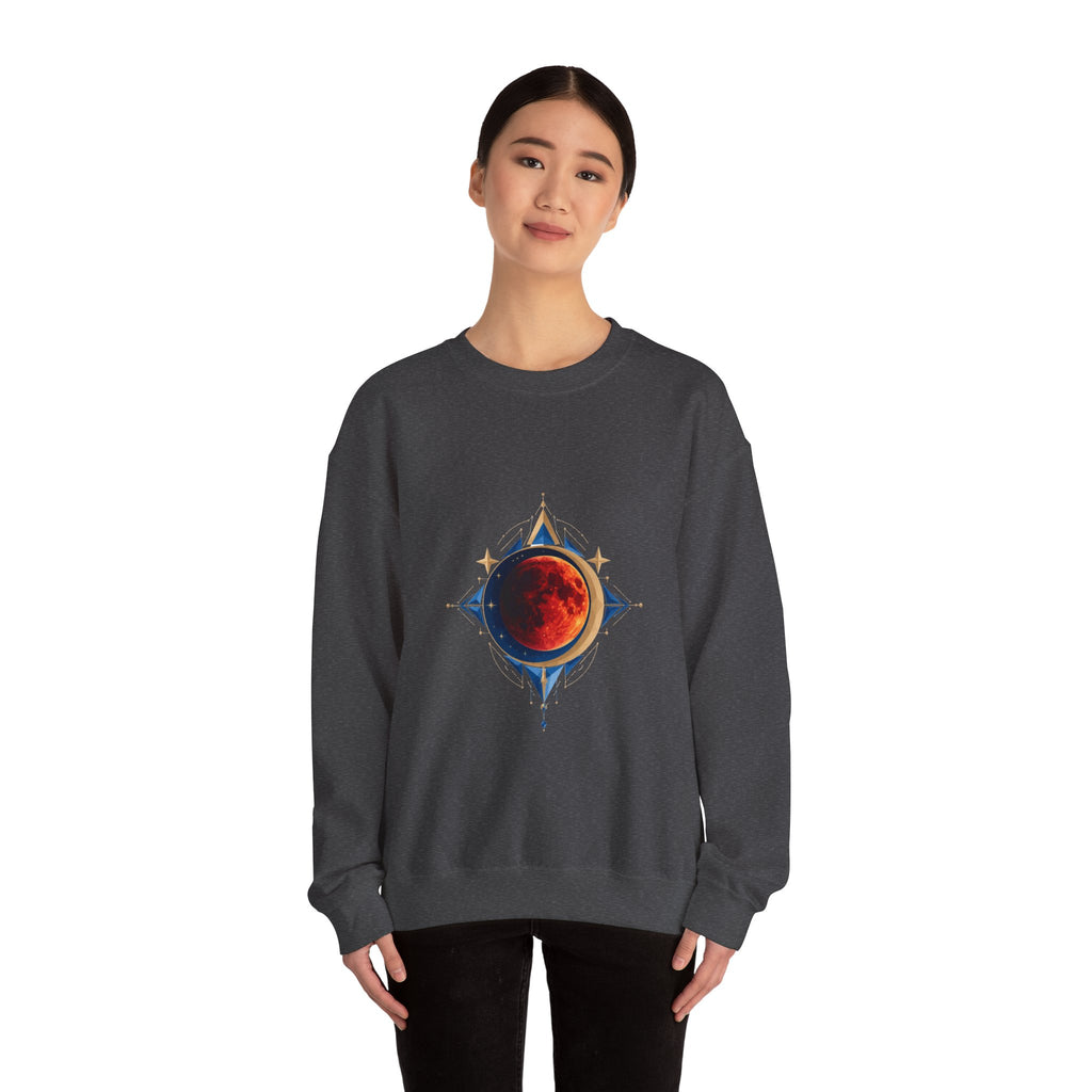 Matching Couple Sweatshirt - Solar & Lunar Eclipse Matching Couple Crewneck Sweatshirt Geometric Art His Hers Couple Gift - Design B