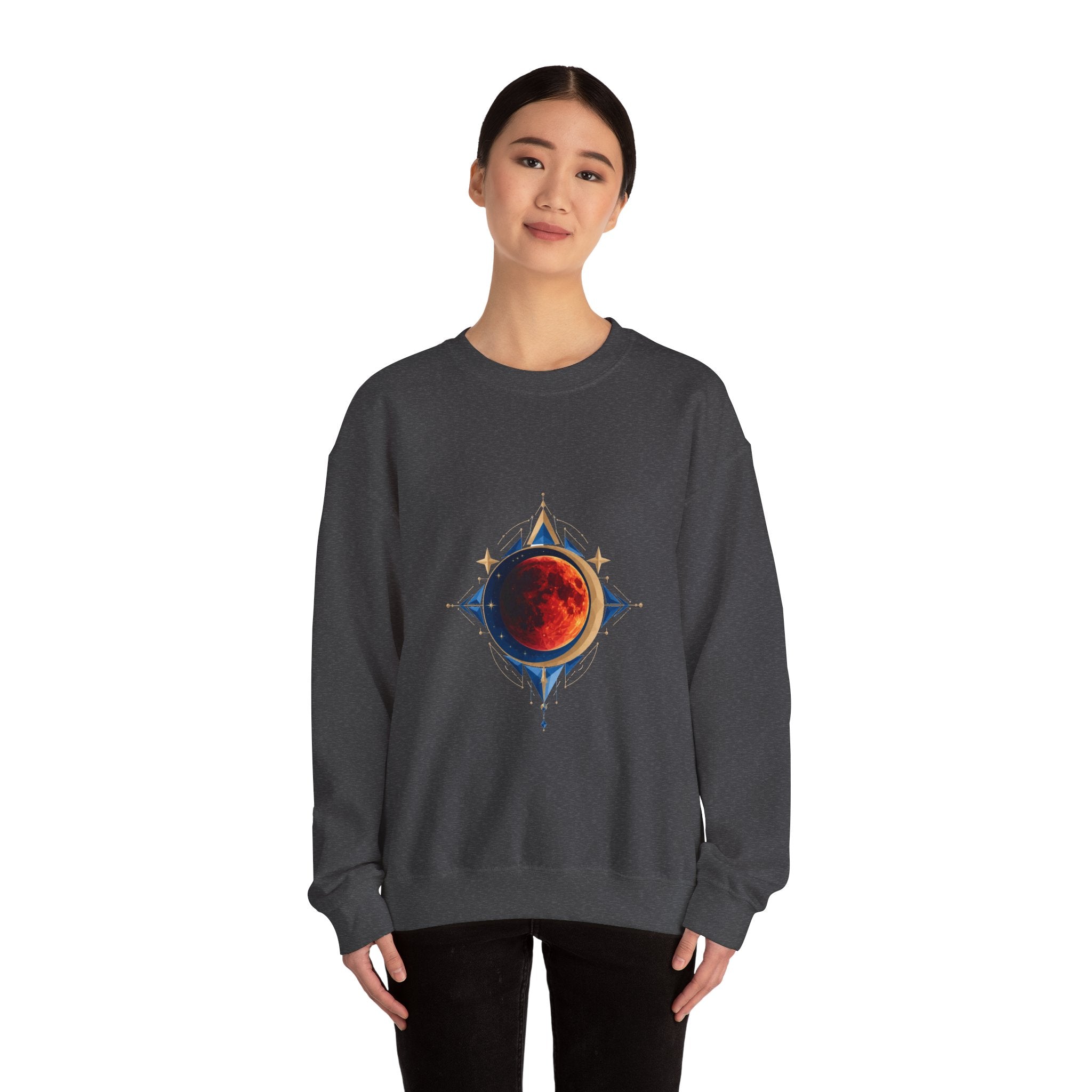 Matching Couple Sweatshirt - Solar & Lunar Eclipse Matching Couple Crewneck Sweatshirt Geometric Art His Hers Couple Gift - Design B