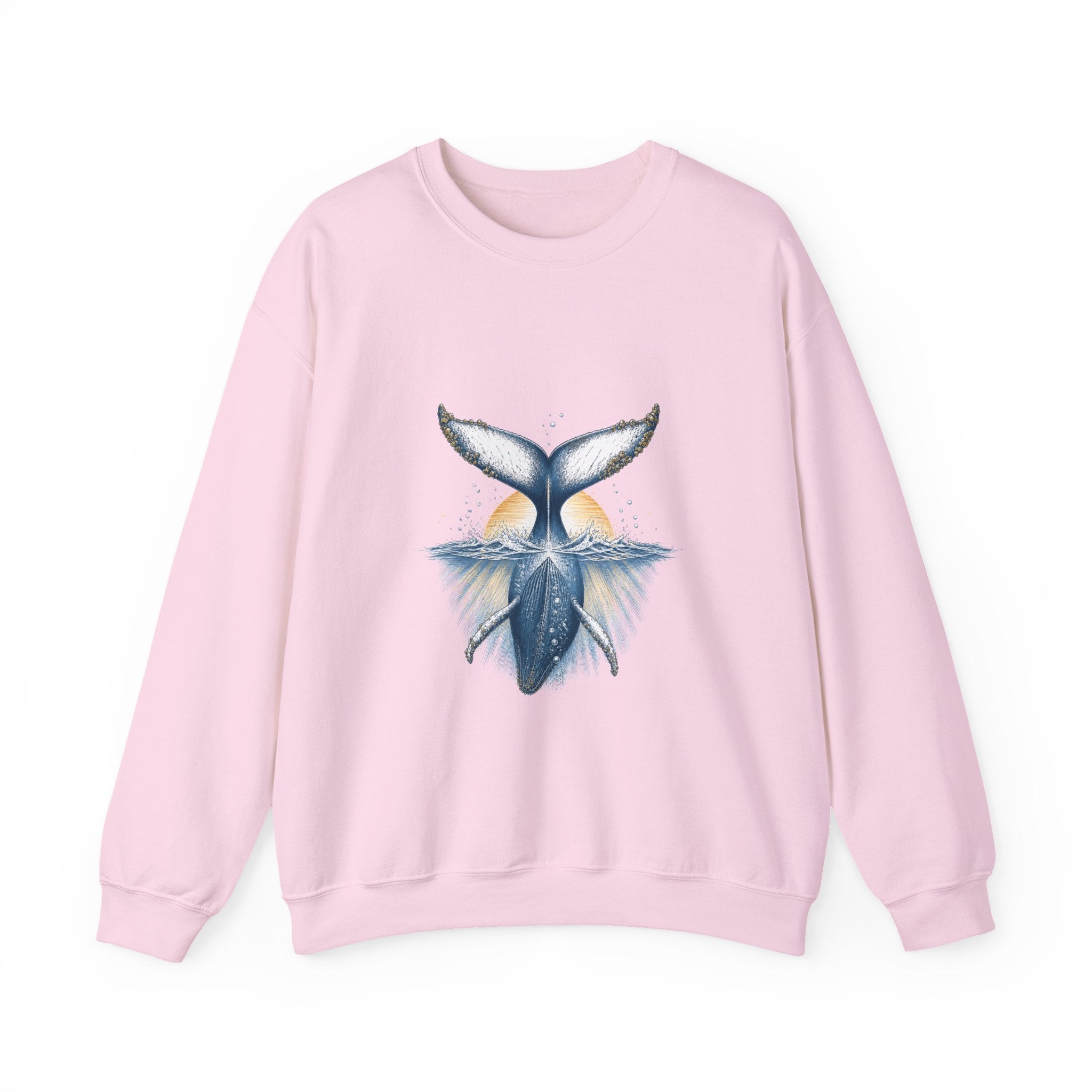 Matching Couple Sweatshirt - Eagle & Whale Matching Couple Premium Fleece Sweatshirt Hand-Drawn Art His Hers Anniversary Gift - Design B