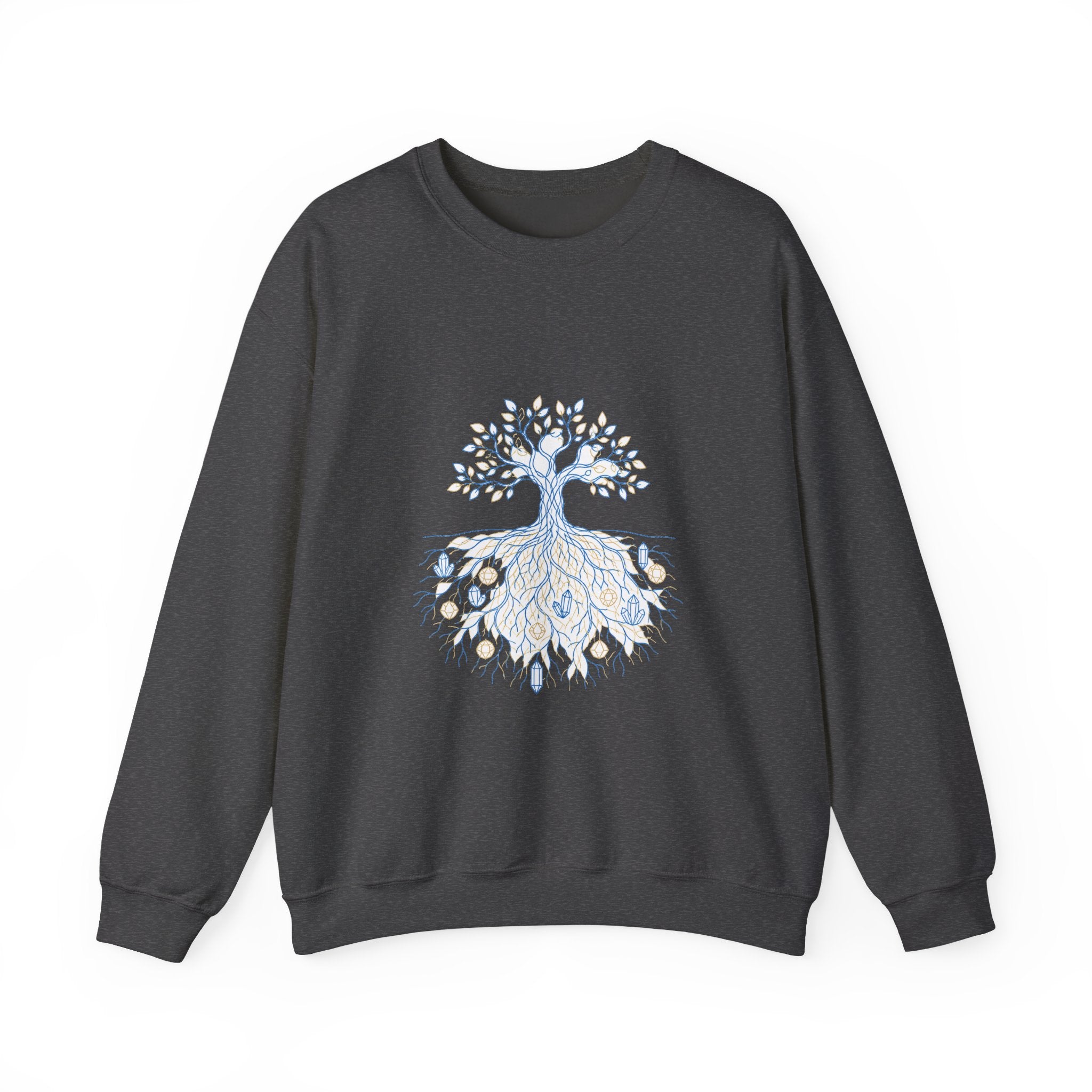 Matching Couple Sweatshirt - Ancient Oak & Deep Roots Matching Couple Crewneck Sweatshirt Minimalist Art His Hers Valentine Gift - Design B