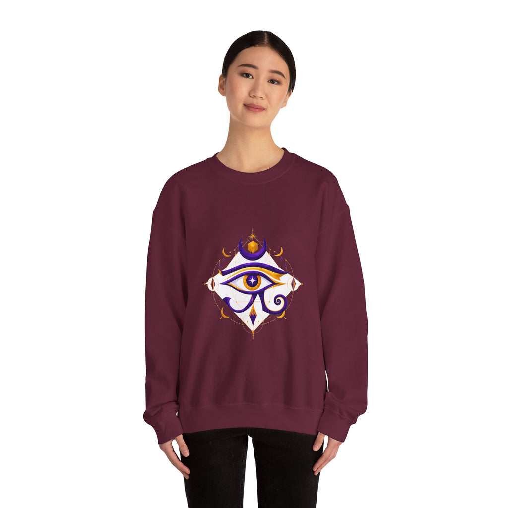 Matching Couple Sweatshirt - Eye of Ra & Horus Matching Couple Premium Fleece Sweatshirt Geometric Art His Hers Love Gift - Design B