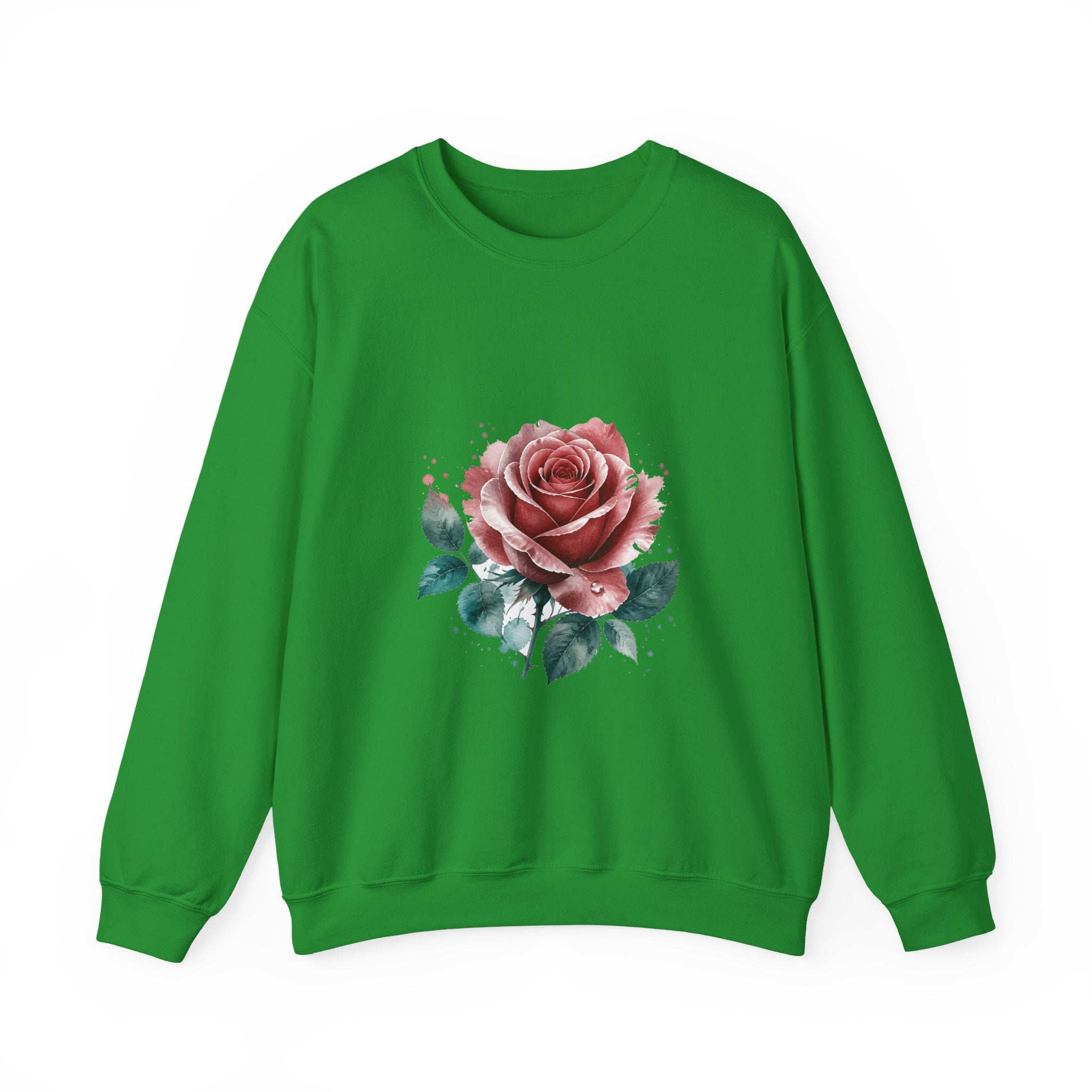 Matching Couple Sweatshirt - Rose & Thorn Matching Couple Crewneck Sweatshirt Watercolor Art His Hers Engagement Gift - Design A