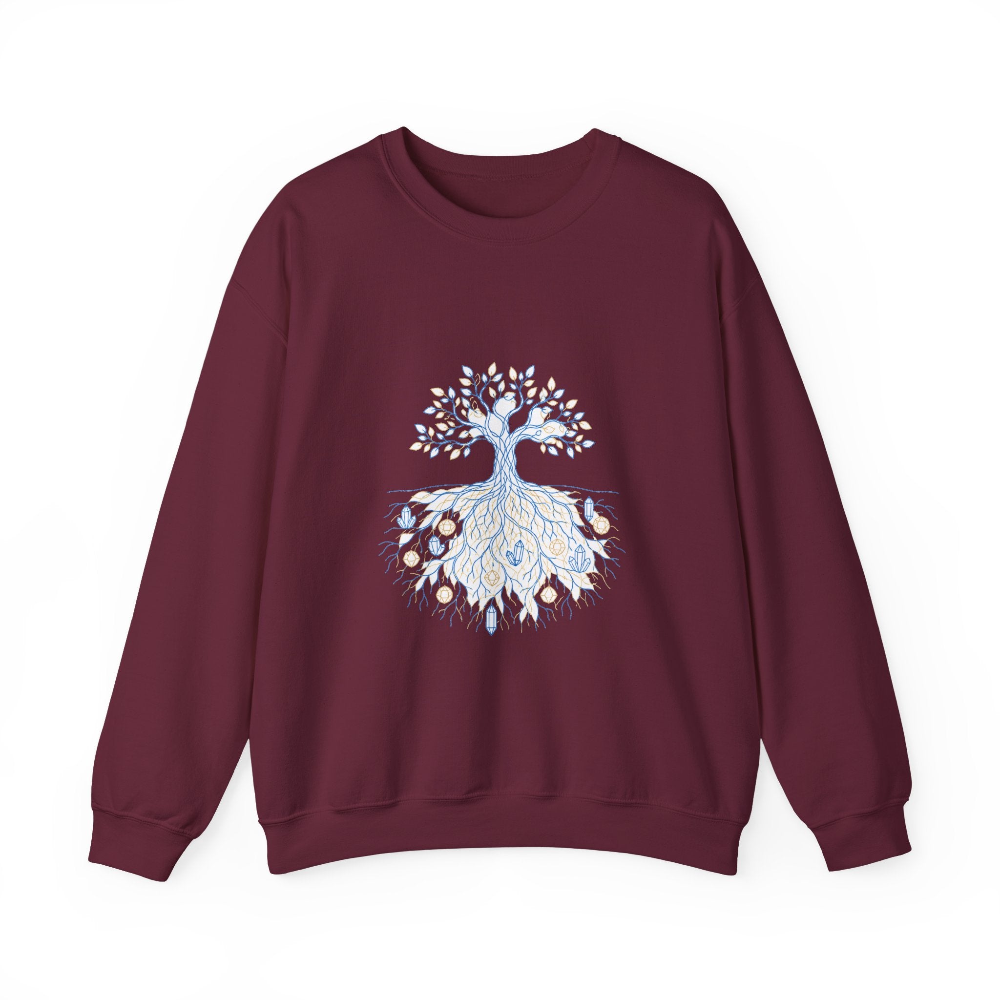 Matching Couple Sweatshirt - Ancient Oak & Deep Roots Matching Couple Crewneck Sweatshirt Minimalist Art His Hers Valentine Gift - Design B
