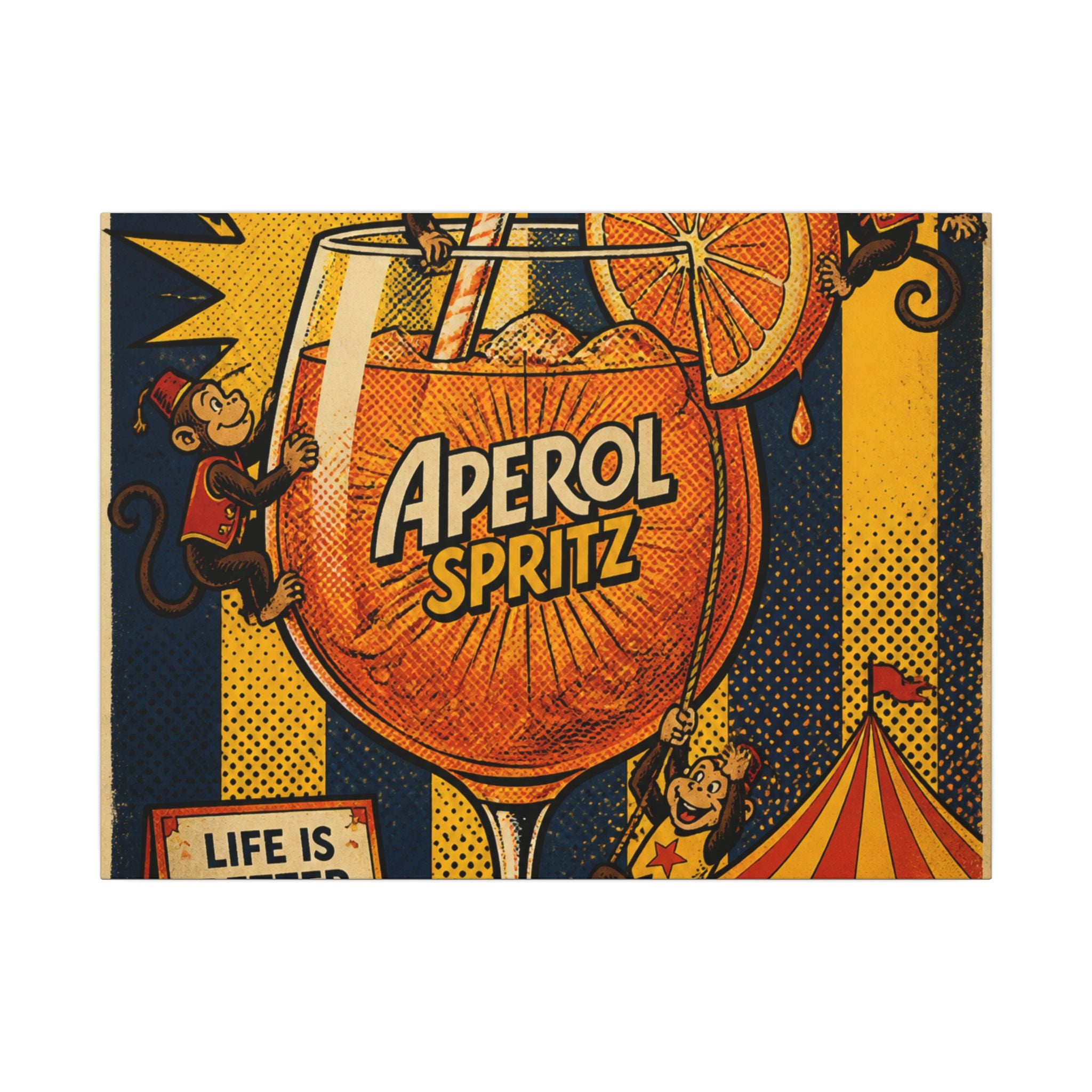 Aperol Spritz Monkeys Wall Art Canvas 24×36 Pop Art Restaurant Decor Maximalist Print