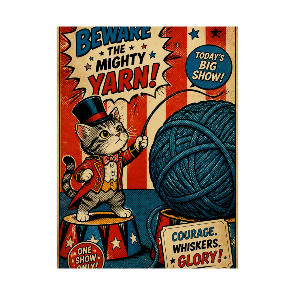 Cat Lion Tamer Wall Art Poster 24×36 Pop Art Restaurant Decor Maximalist Print