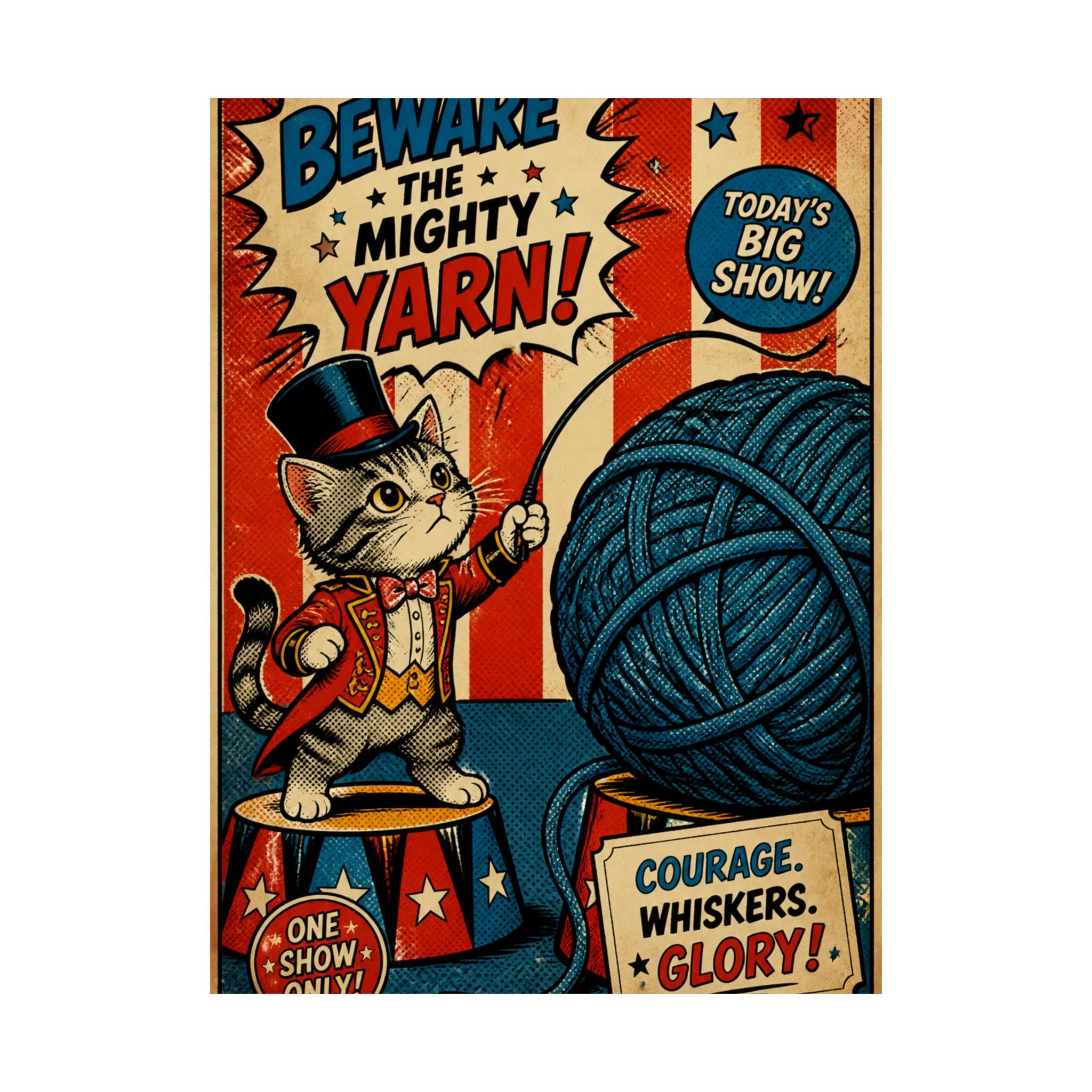 Cat Lion Tamer Wall Art Poster 24×36 Pop Art Restaurant Decor Maximalist Print
