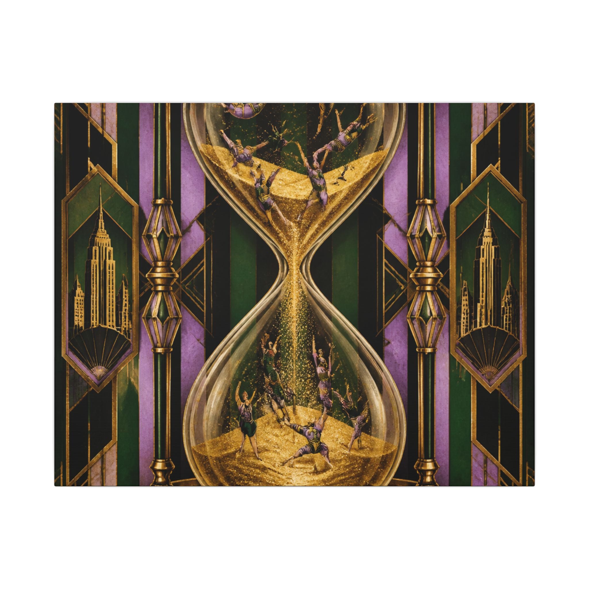 Hourglass Acrobats Wall Art Canvas 24×36 Art Deco Bar Area Decor Maximalist Print