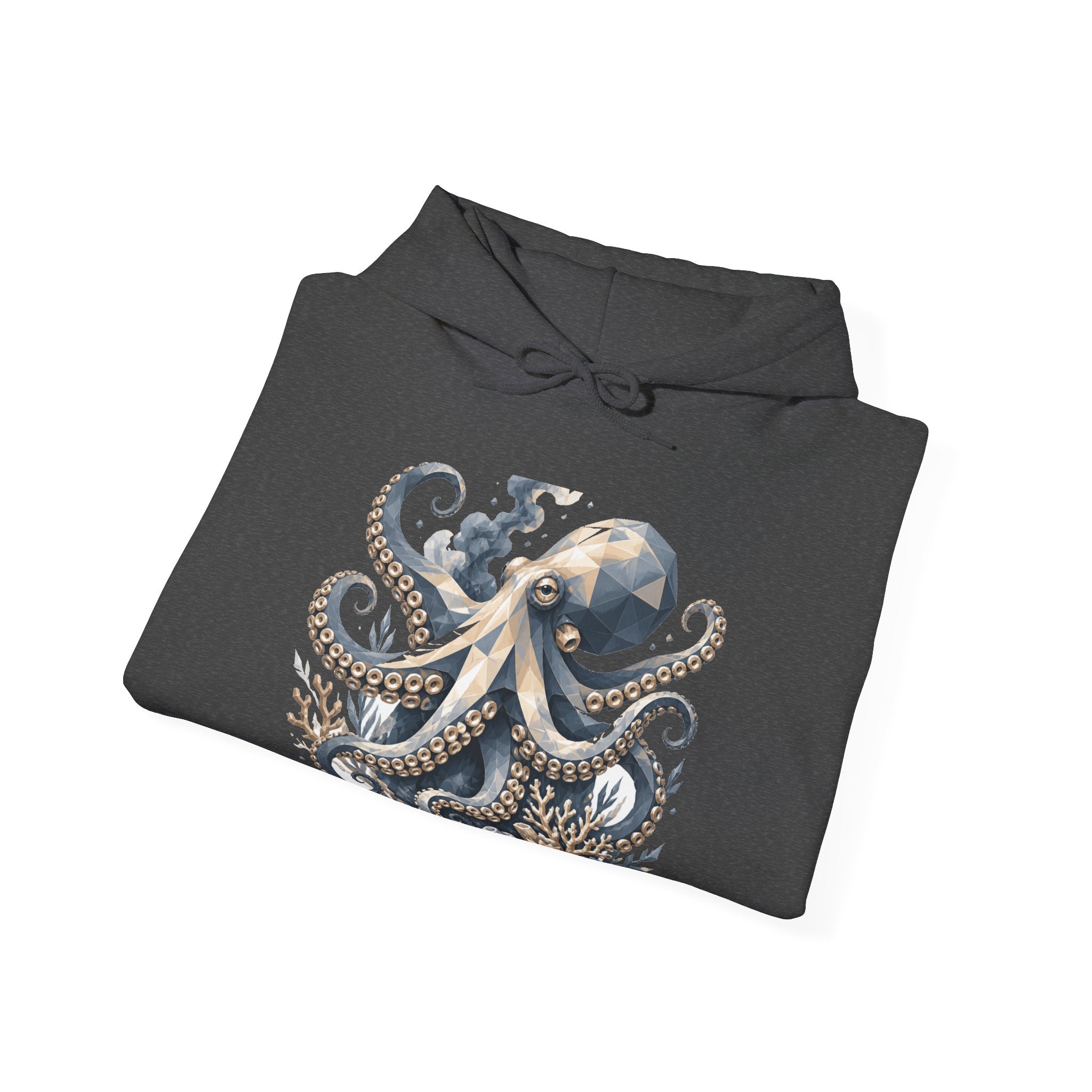 Matching Couple Sweatshirt - Octopus & Jellyfish Matching Couple Hooded Sweatshirt Geometric Art His Hers Couple Gift - Design A