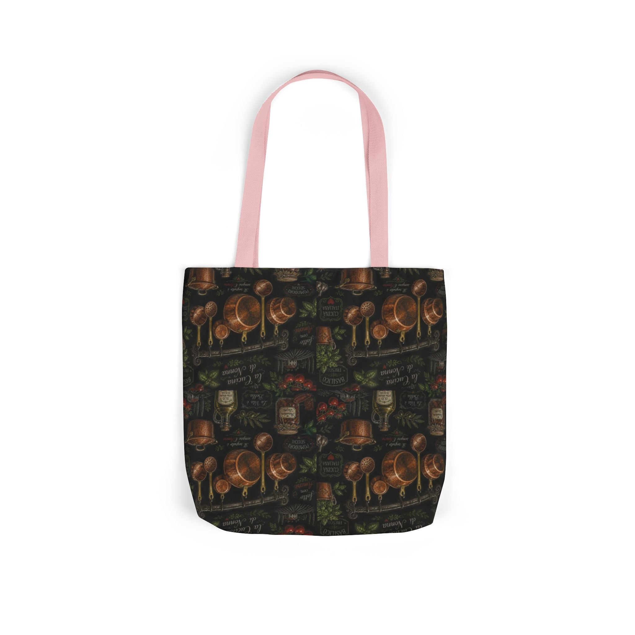 Copper Cookware Canvas Tote Bag Mediterranean Kitchen Chalk Art Design Italian Cottagecore Gift