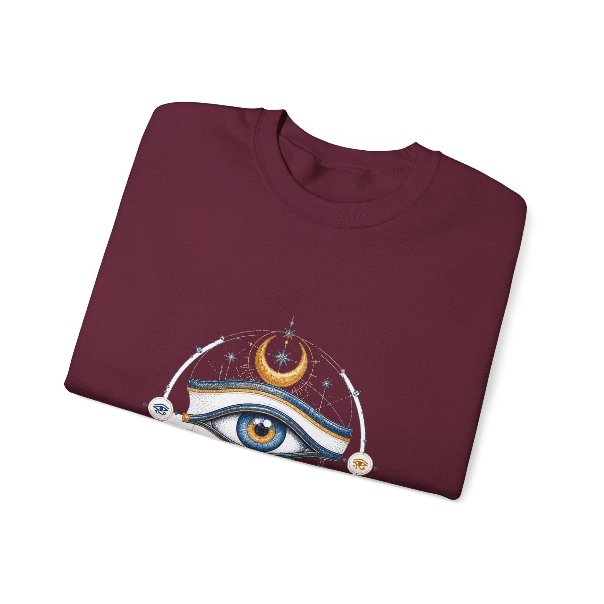 Matching Couple Sweatshirt - Eye of Ra & Horus Matching Couple Premium Fleece Sweatshirt Hand-Drawn Art His Hers Anniversary Gift - Design B