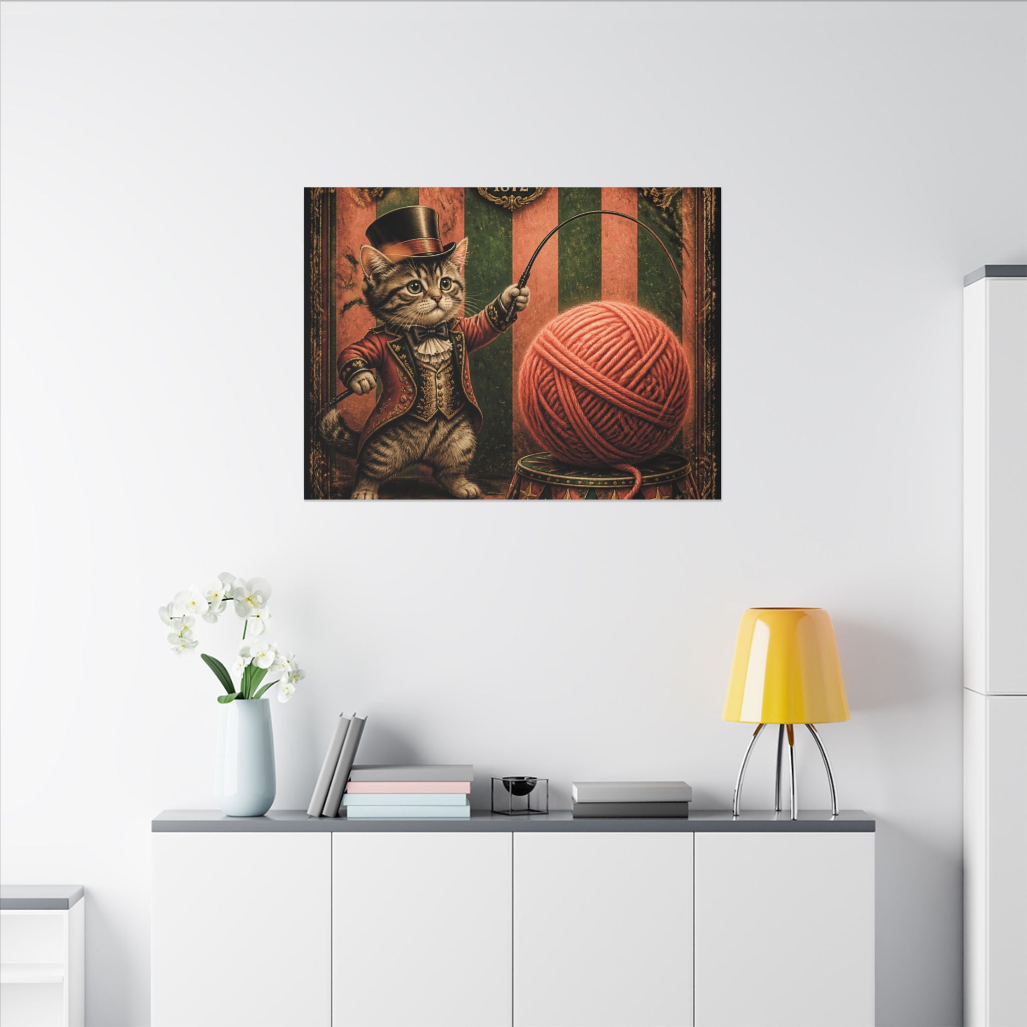 Cat Lion Tamer Wall Art Canvas 16×20 Baroque Home Office Decor Maximalist Print