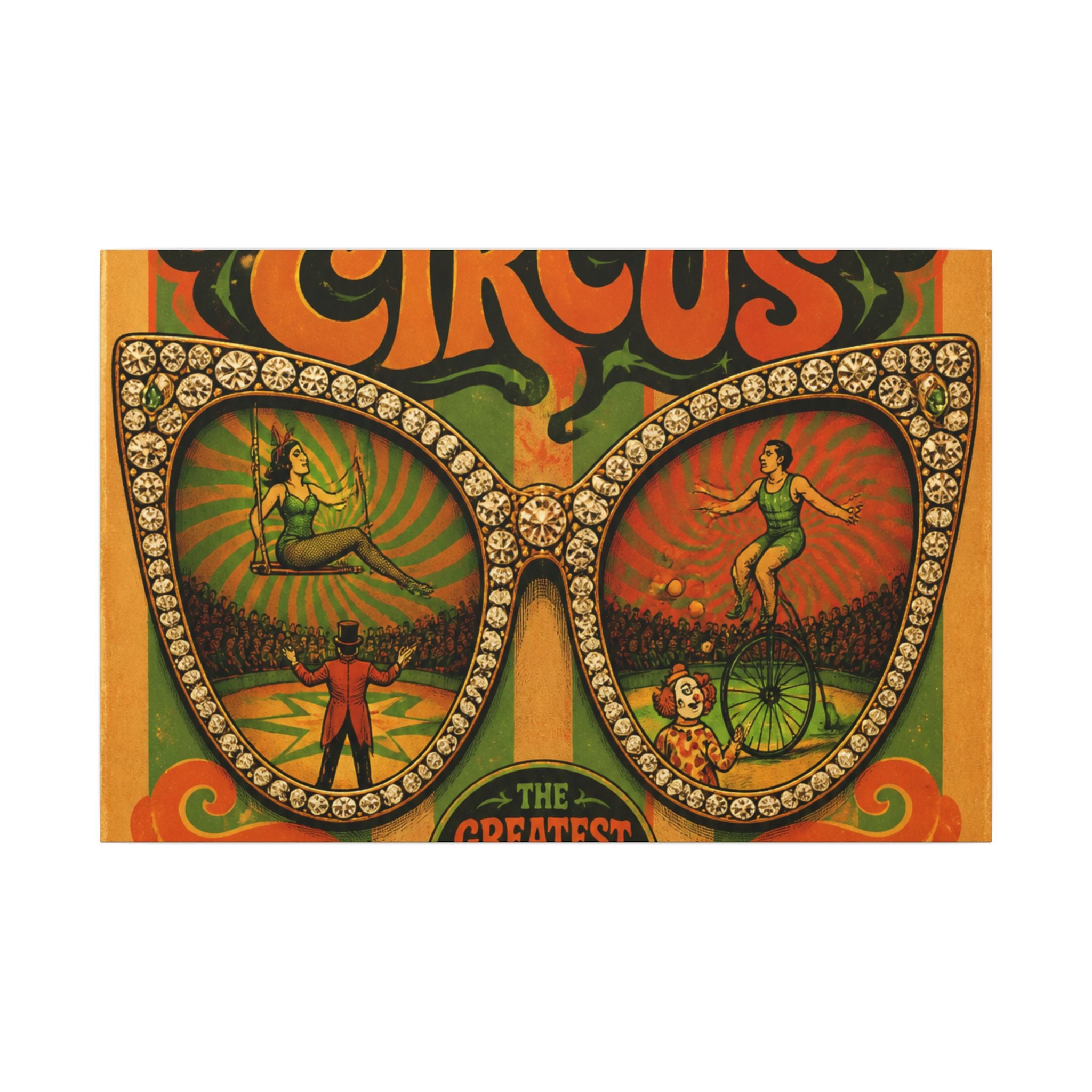Sunglasses Circus Ring Wall Art Canvas 24×36 Psychedelic Dining Room Decor Maximalist Print