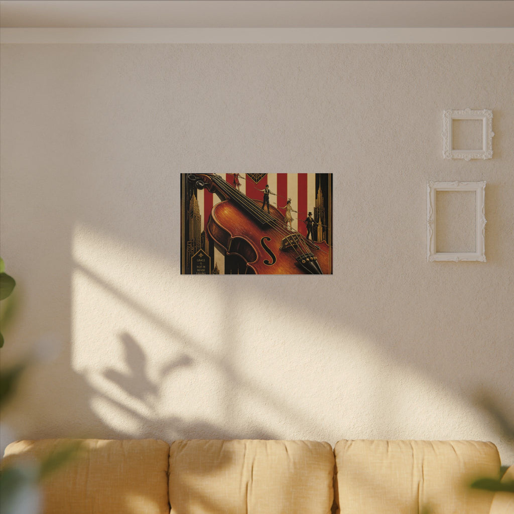 Violin Tightrope Bridge Wall Art Canvas 16×20 Art Deco Entryway Decor Maximalist Print
