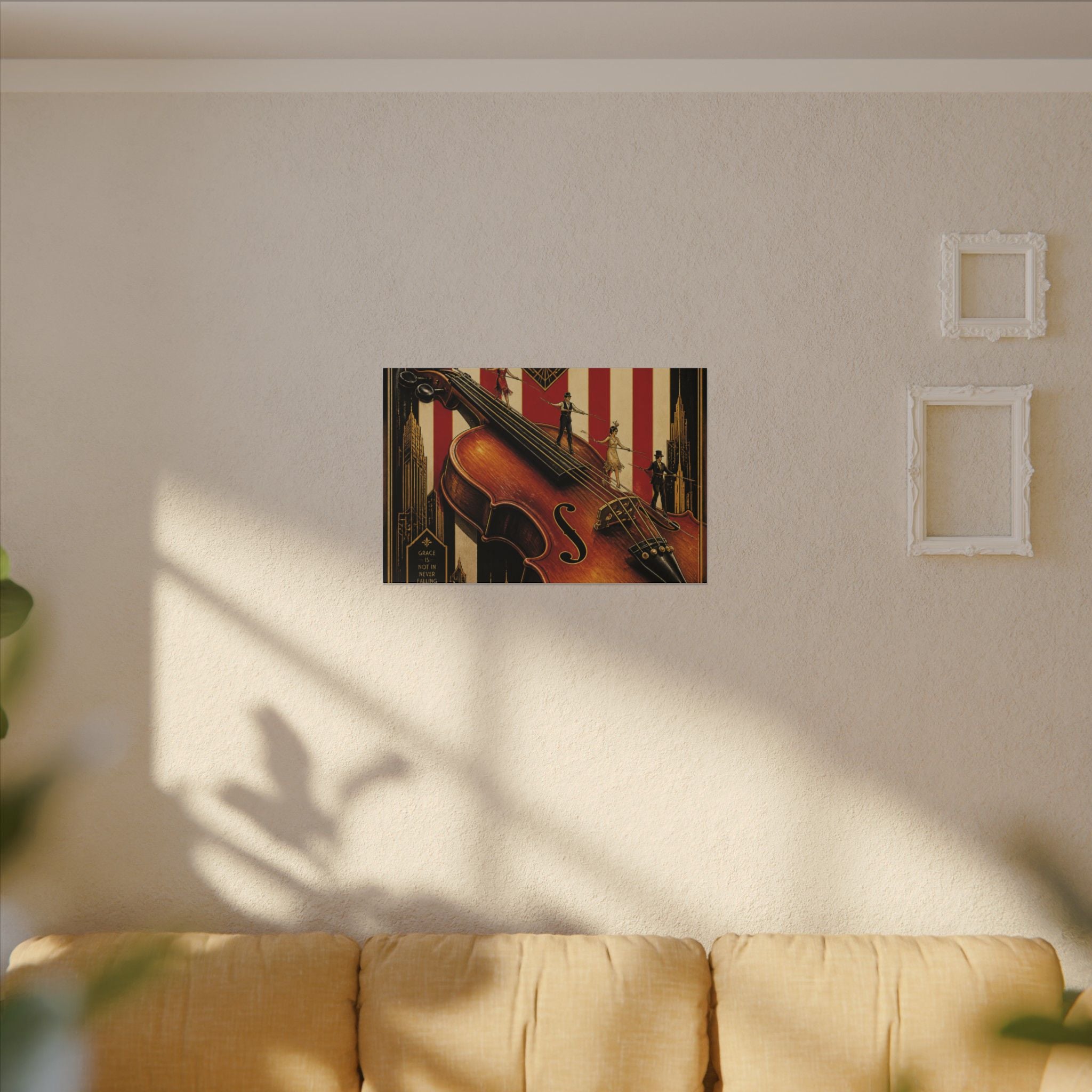 Violin Tightrope Bridge Wall Art Canvas 16×20 Art Deco Entryway Decor Maximalist Print