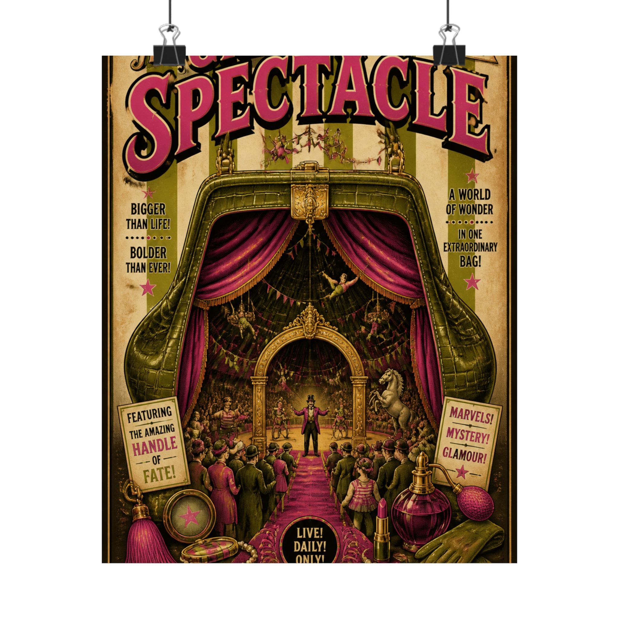 Handbag Big Top Wall Art Poster 18×24 Vintage Circus Kitchen Decor Maximalist Print