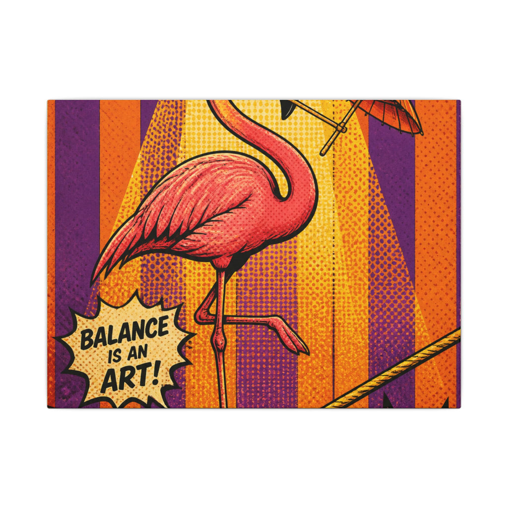 Flamingo Tightrope Wall Art Canvas 24×36 Pop Art Restaurant Decor Maximalist Print