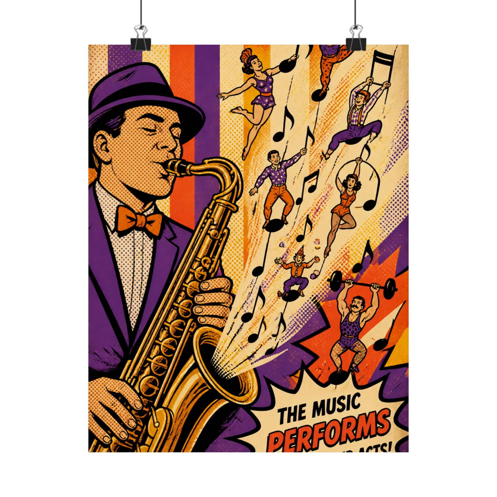 Saxophone Music Circus Wall Art Poster 18×24 Pop Art Living Room Decor Maximalist Print