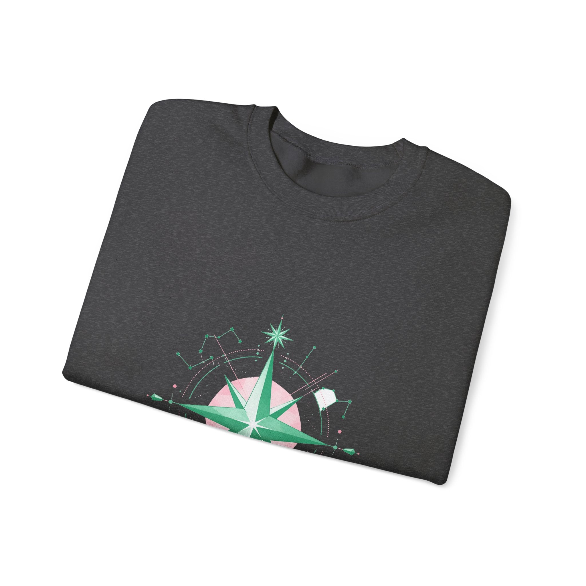 Matching Couple Sweatshirt - Shooting Star & North Star Matching Couple Premium Fleece Sweatshirt Geometric Art His Hers Love Gift - Design B