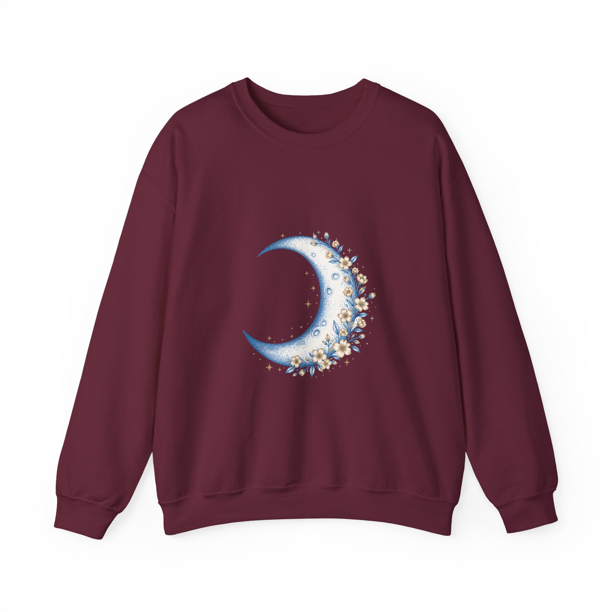 Matching Couple Sweatshirt - Waxing & Waning Moon Matching Couple Crewneck Sweatshirt Hand-Drawn Art His Hers Best Friend Gift - Design A
