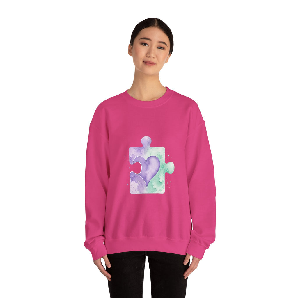 Matching Couple Sweatshirt - Puzzle Pieces Matching Couple Comfort Colors Crew Watercolor Art His Hers Birthday Gift - Design B