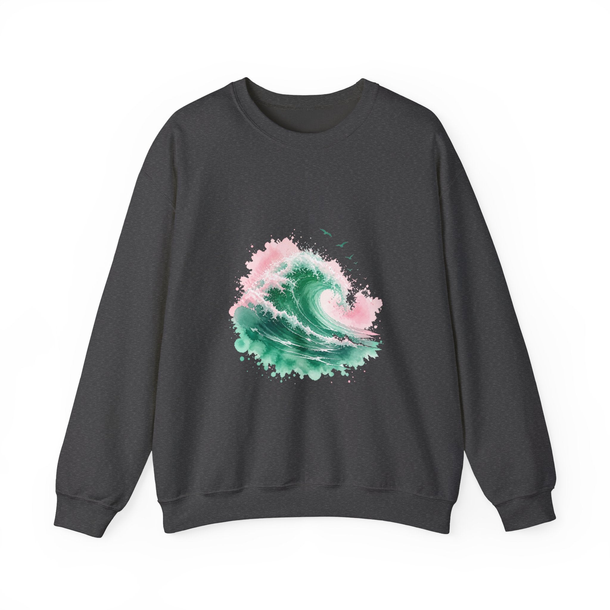 Matching Couple Sweatshirt - Mountain & Ocean Matching Couple Comfort Colors Crew Watercolor Art His Hers Birthday Gift - Design B