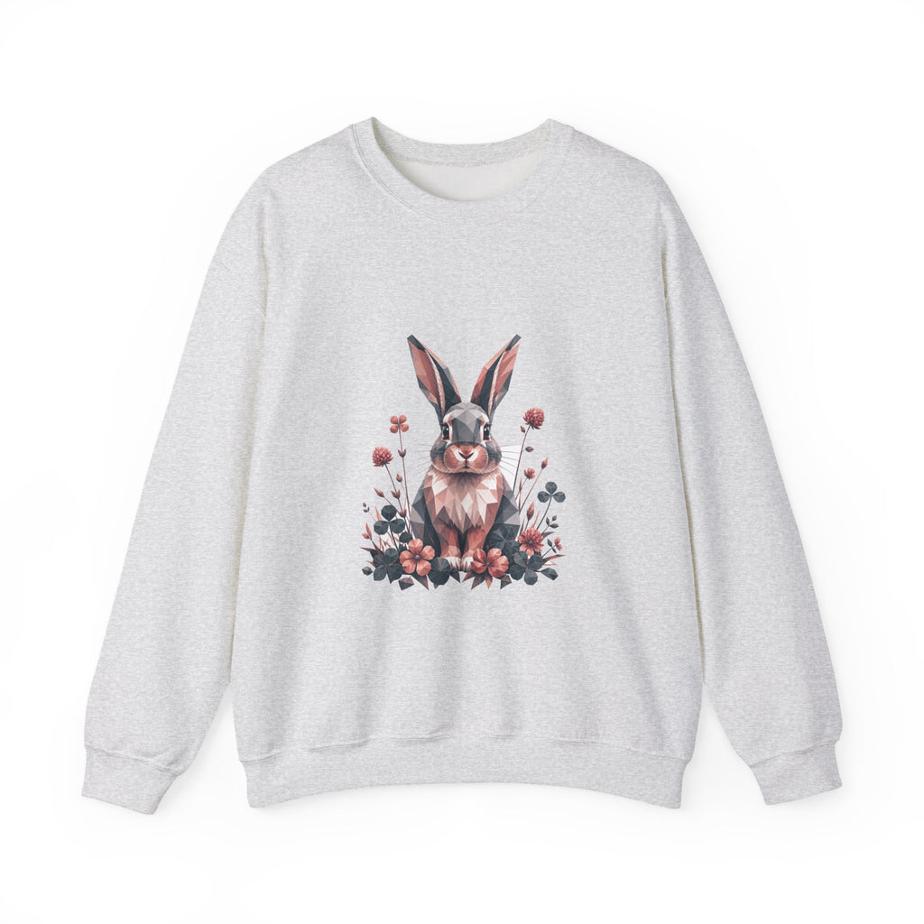 Matching Couple Sweatshirt - Fox & Rabbit Matching Couple Crewneck Sweatshirt Geometric Art His Hers Couple Gift - Design B