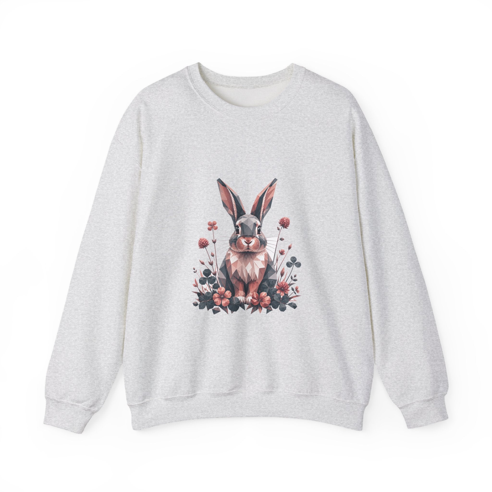 Matching Couple Sweatshirt - Fox & Rabbit Matching Couple Crewneck Sweatshirt Geometric Art His Hers Couple Gift - Design B
