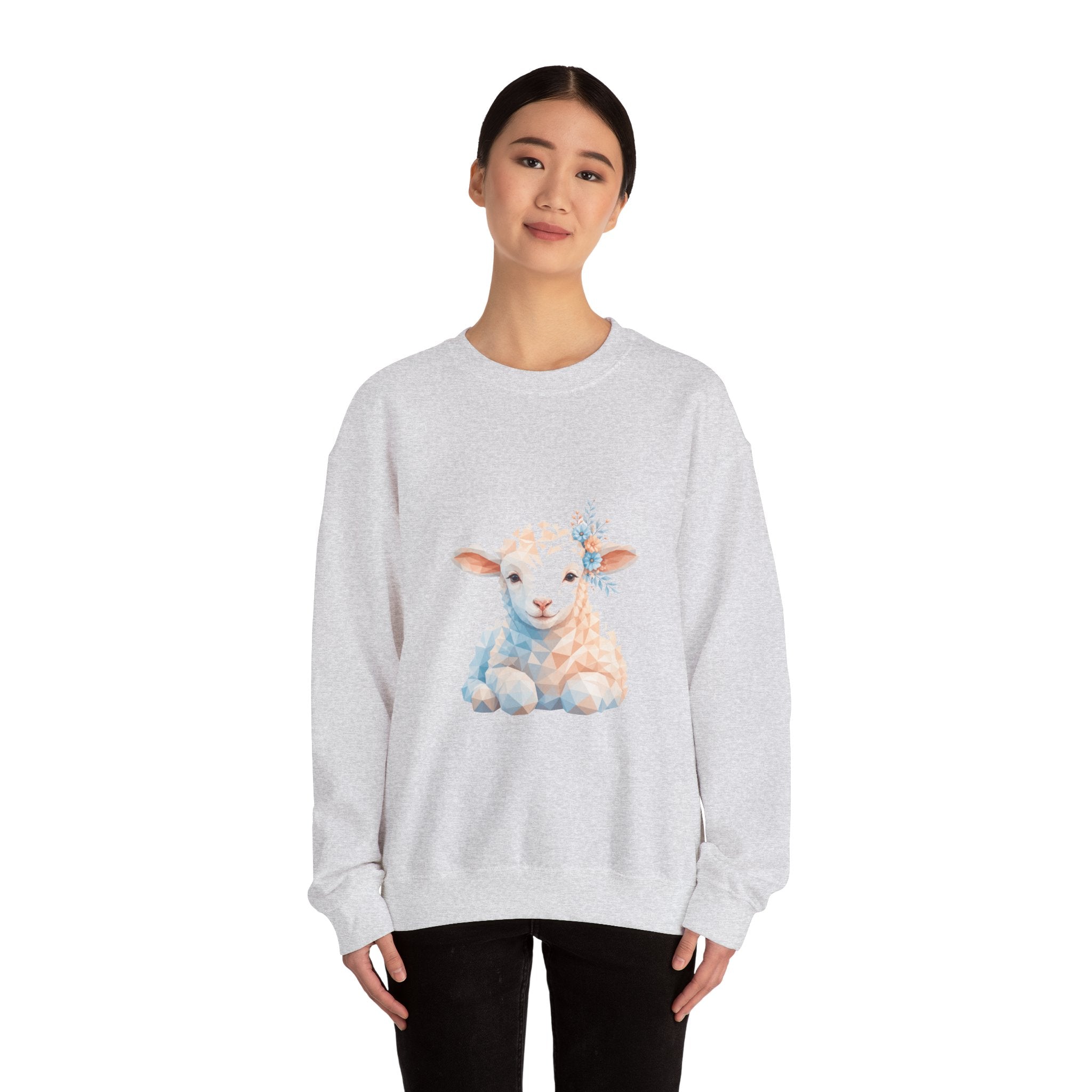 Matching Couple Sweatshirt - Lion & Lamb Matching Couple Premium Fleece Sweatshirt Geometric Art His Hers Love Gift - Design B