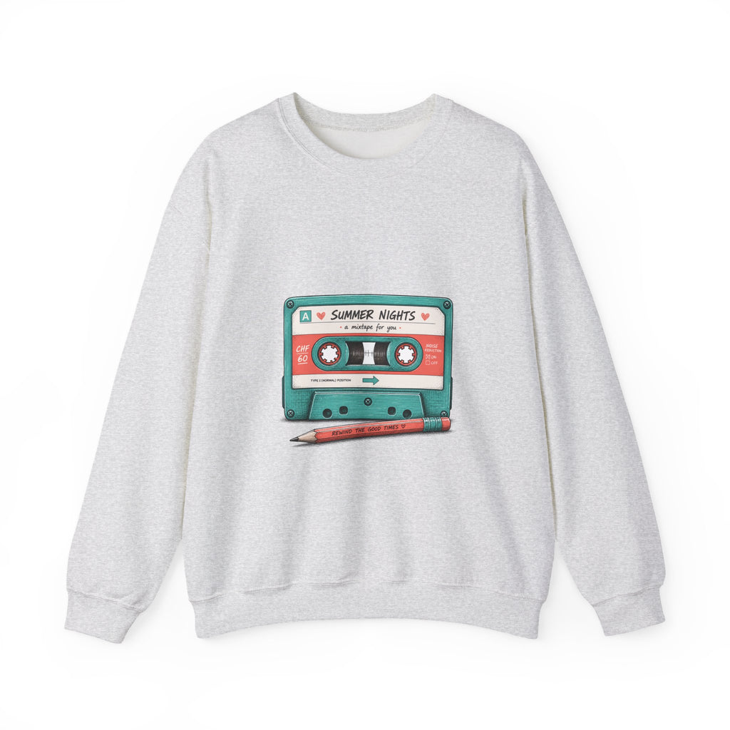 Matching Couple Sweatshirt - Vinyl & Cassette Matching Couple Comfort Colors Crew Hand-Drawn Art His Hers Anniversary Gift - Design B