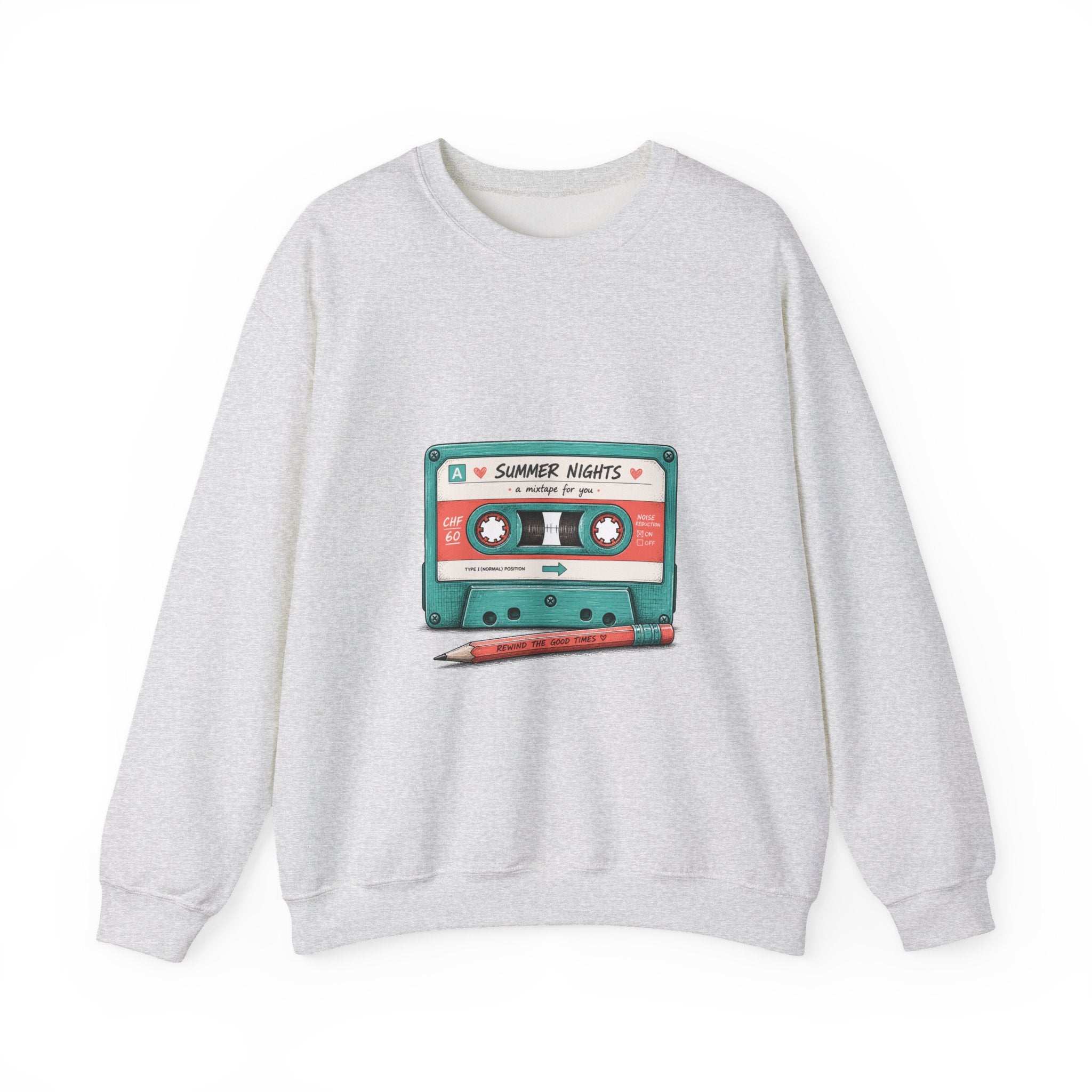 Matching Couple Sweatshirt - Vinyl & Cassette Matching Couple Comfort Colors Crew Hand-Drawn Art His Hers Anniversary Gift - Design B