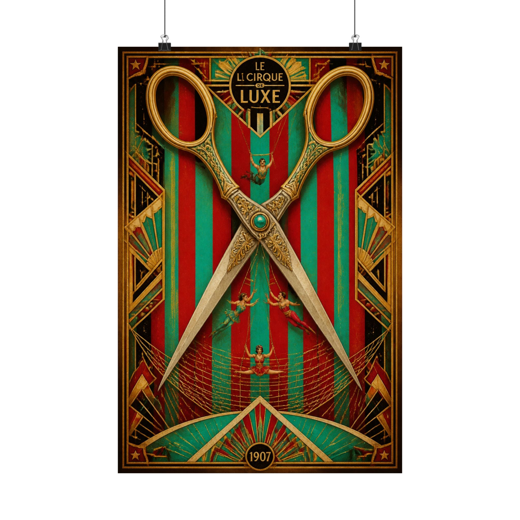 Giant Scissors Trapeze Wall Art Poster 24×36 Art Deco Bar Area Decor Maximalist Print