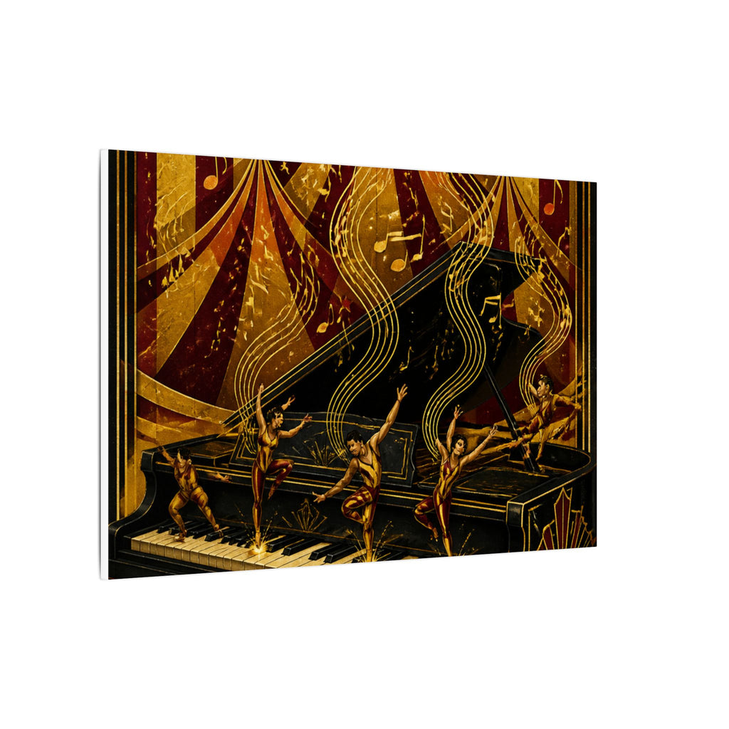 Grand Piano Acrobats Wall Art Canvas 24×36 Art Deco Bar Area Decor Maximalist Print
