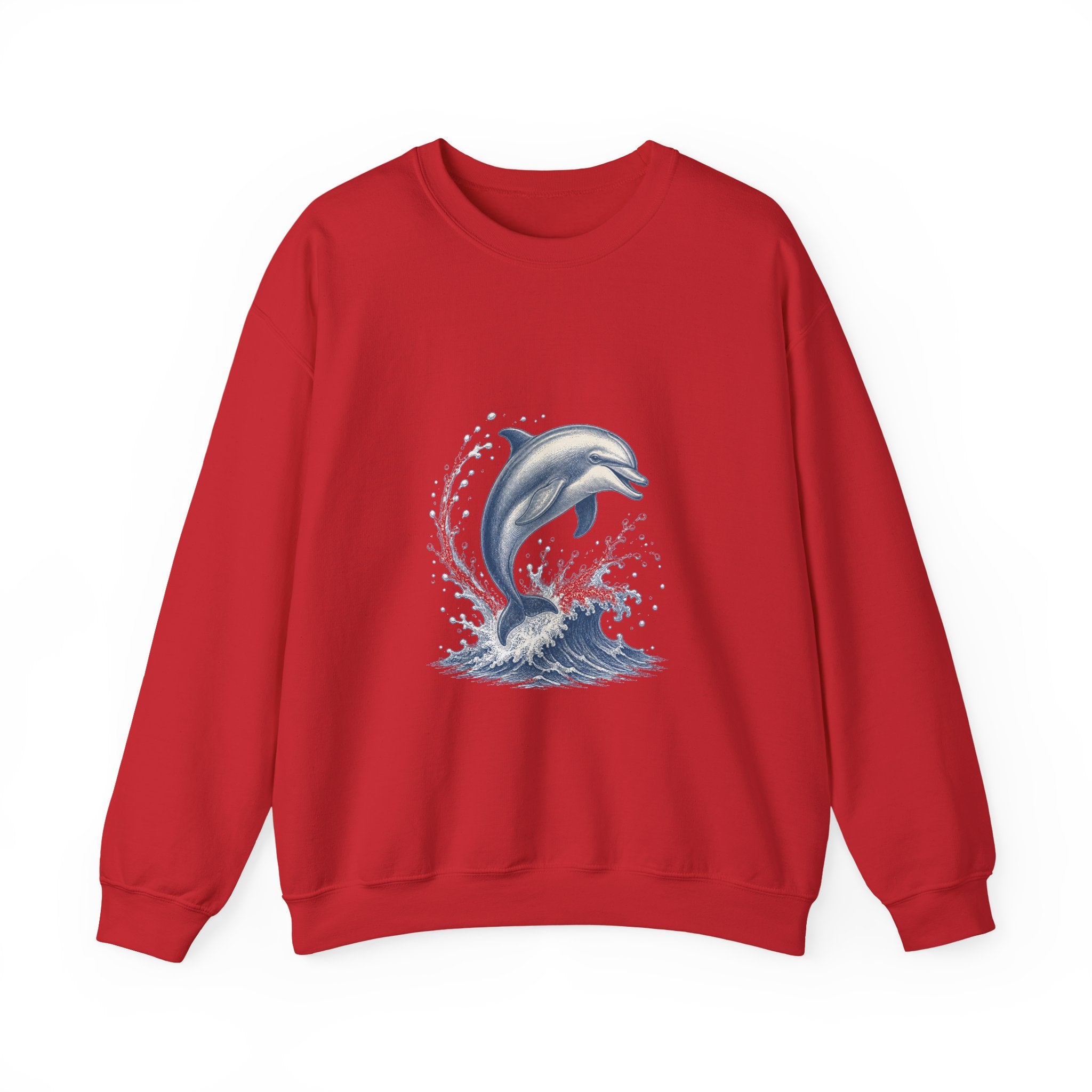 Matching Couple Sweatshirt - Shark & Dolphin Matching Couple Premium Fleece Sweatshirt Vintage Art His Hers Honeymoon Gift - Design B