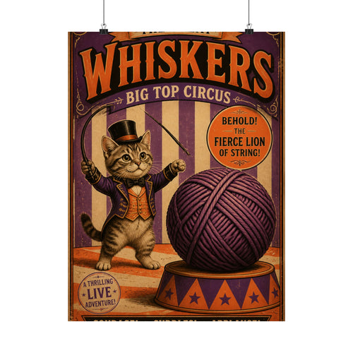 Cat Lion Tamer Wall Art Poster 24×36 Vintage Circus Bedroom Decor Maximalist Print