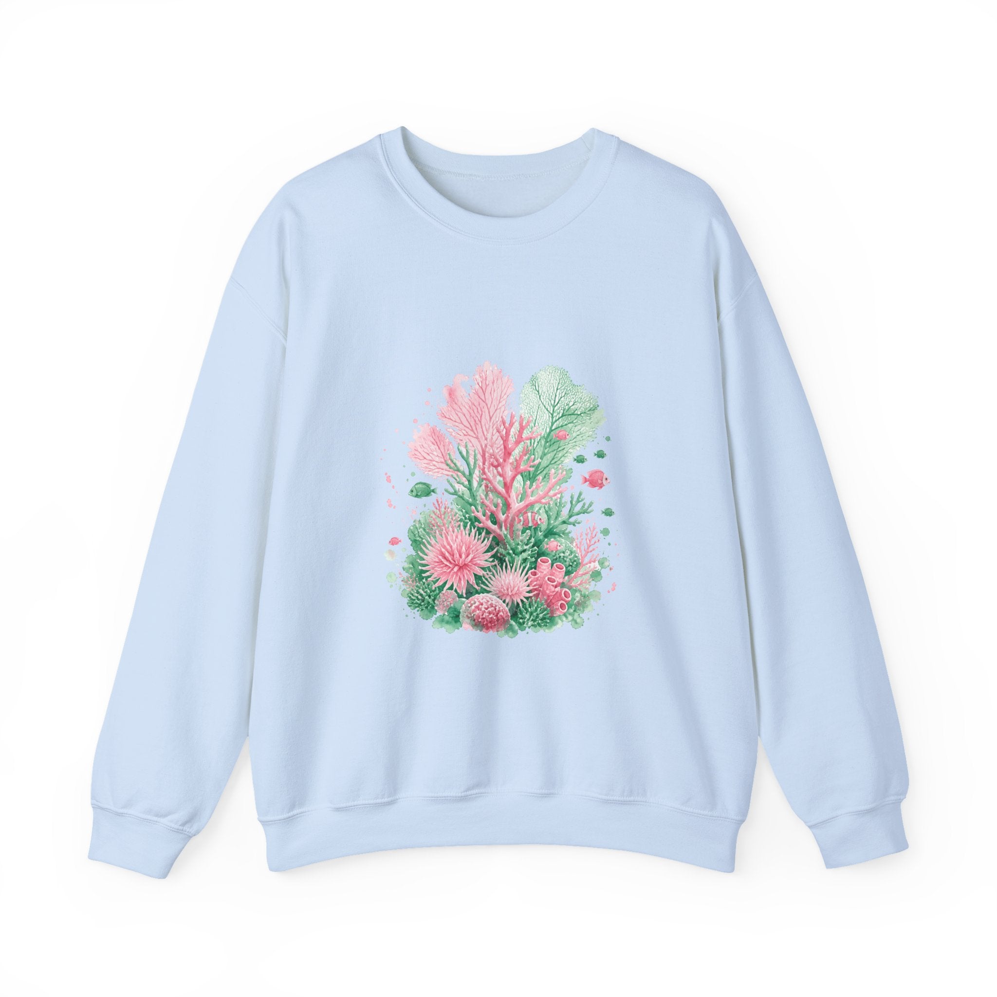 Matching Couple Sweatshirt - Coral Reef & Deep Sea Matching Couple Crewneck Sweatshirt Watercolor Art His Hers Engagement Gift - Design A