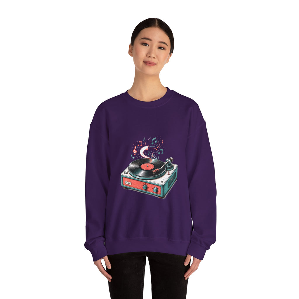 Matching Couple Sweatshirt - Vinyl & Cassette Matching Couple Comfort Colors Crew Hand-Drawn Art His Hers Anniversary Gift - Design A