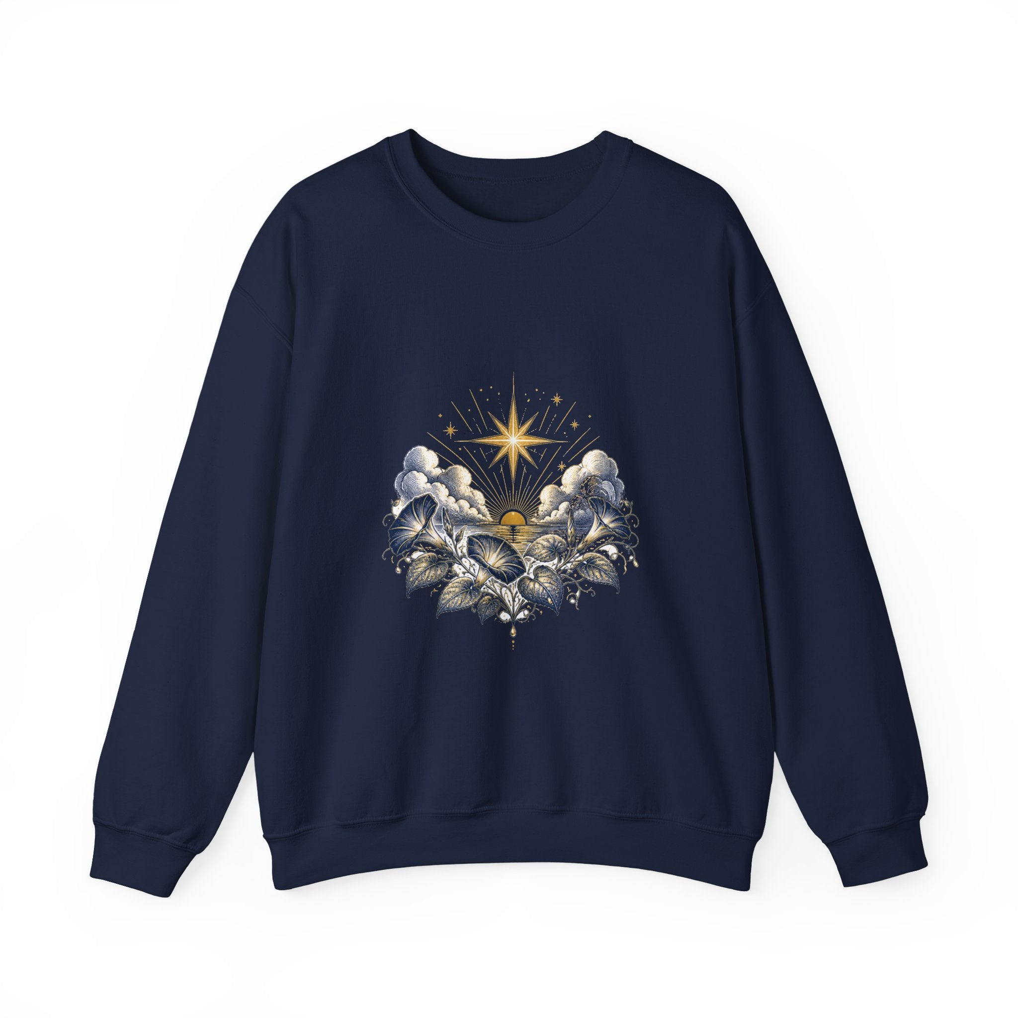 Matching Couple Sweatshirt - Evening & Morning Star Matching Couple Crewneck Sweatshirt Vintage Art His Hers Wedding Gift - Design B