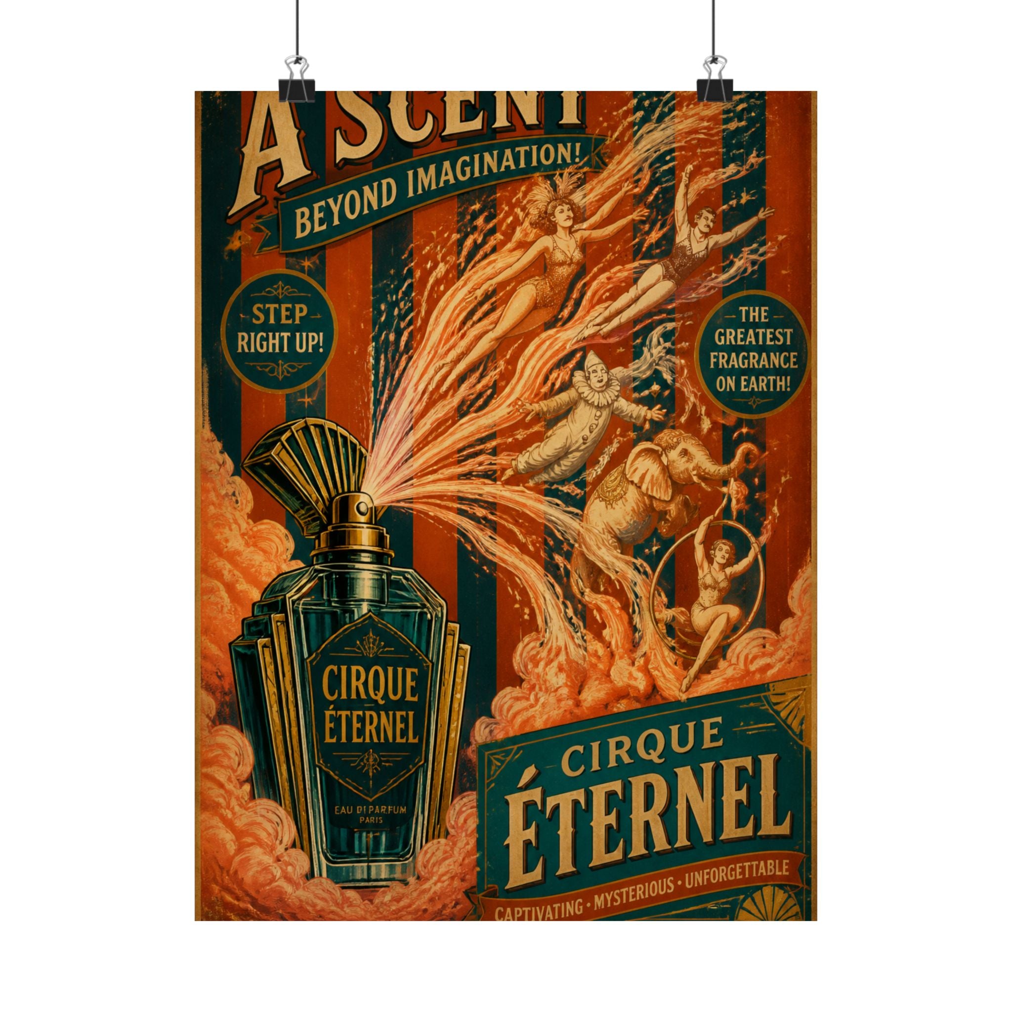 Perfume Bottle Fountain Wall Art Poster 24×36 Vintage Circus Bedroom Decor Maximalist Print