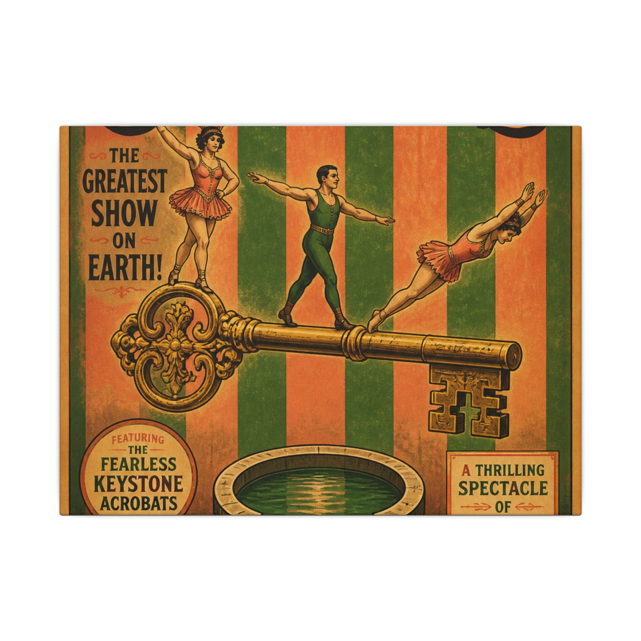 Giant Key Performance Wall Art Canvas 16×20 Vintage Circus Kitchen Decor Maximalist Print